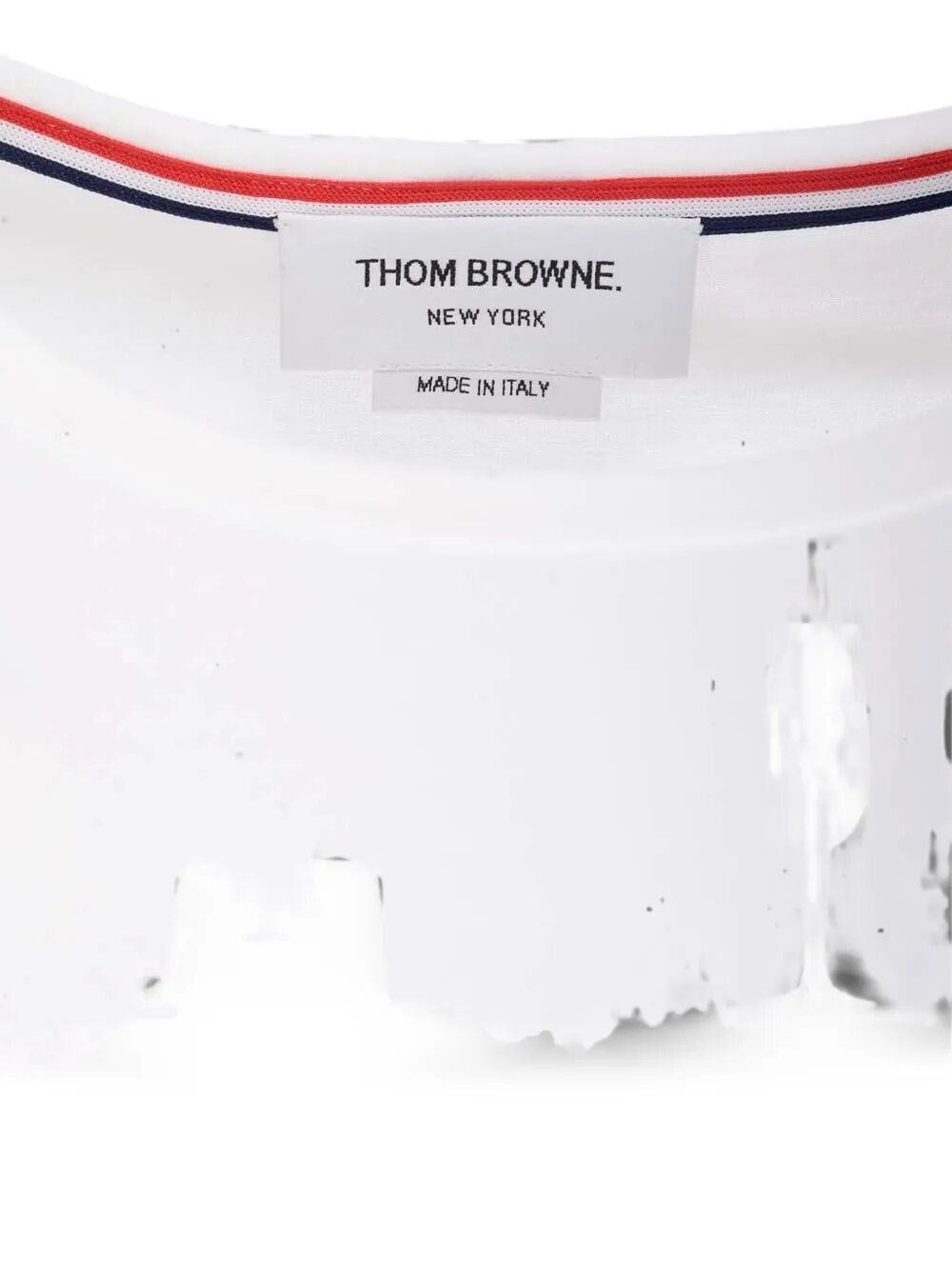 Thom Browne Men White "Rwb Stripe" T-Shirt THOM BROWNE