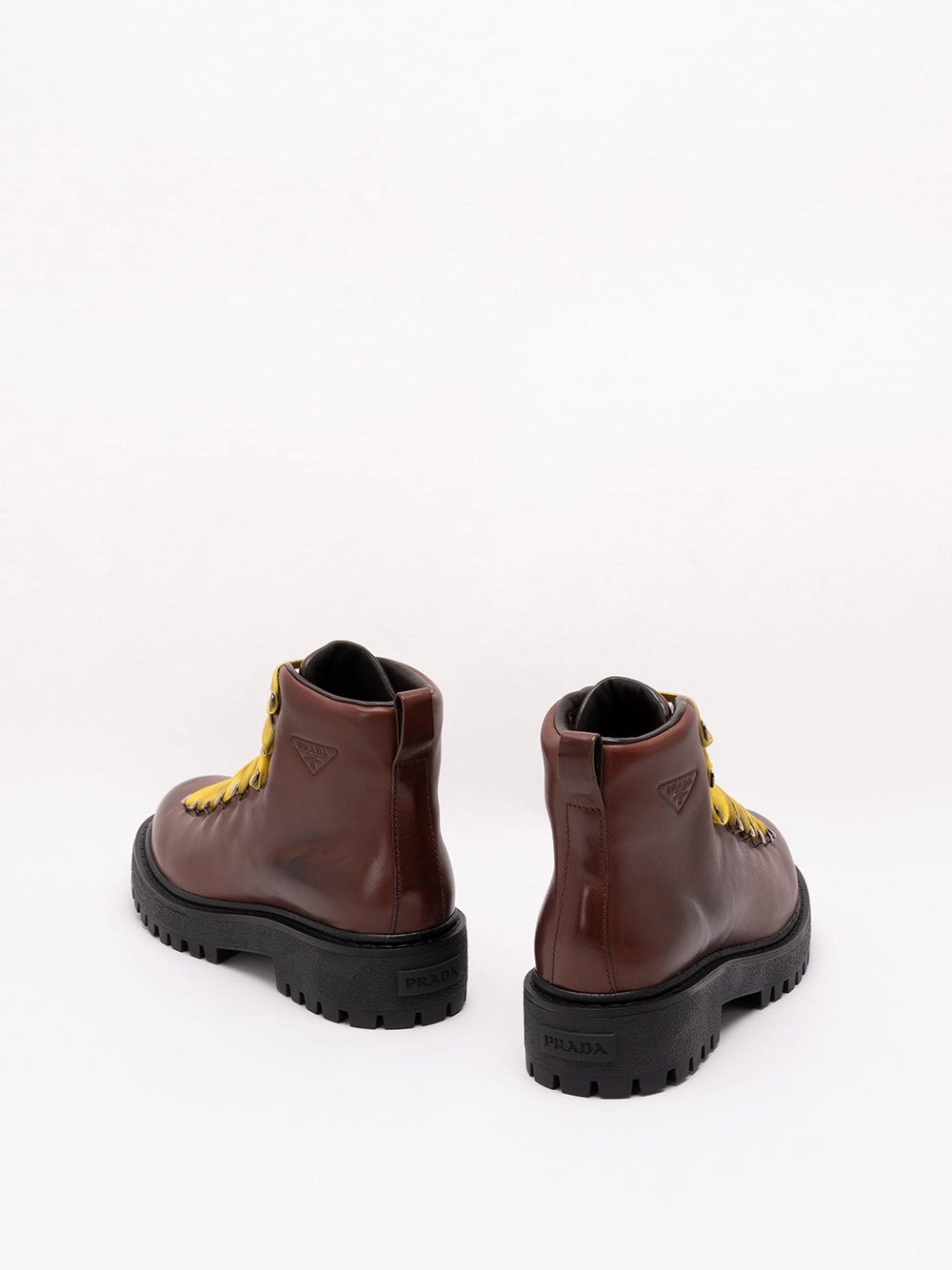 Prada Men Antiqued Leather Lace-Up Ankle Boots PRADA