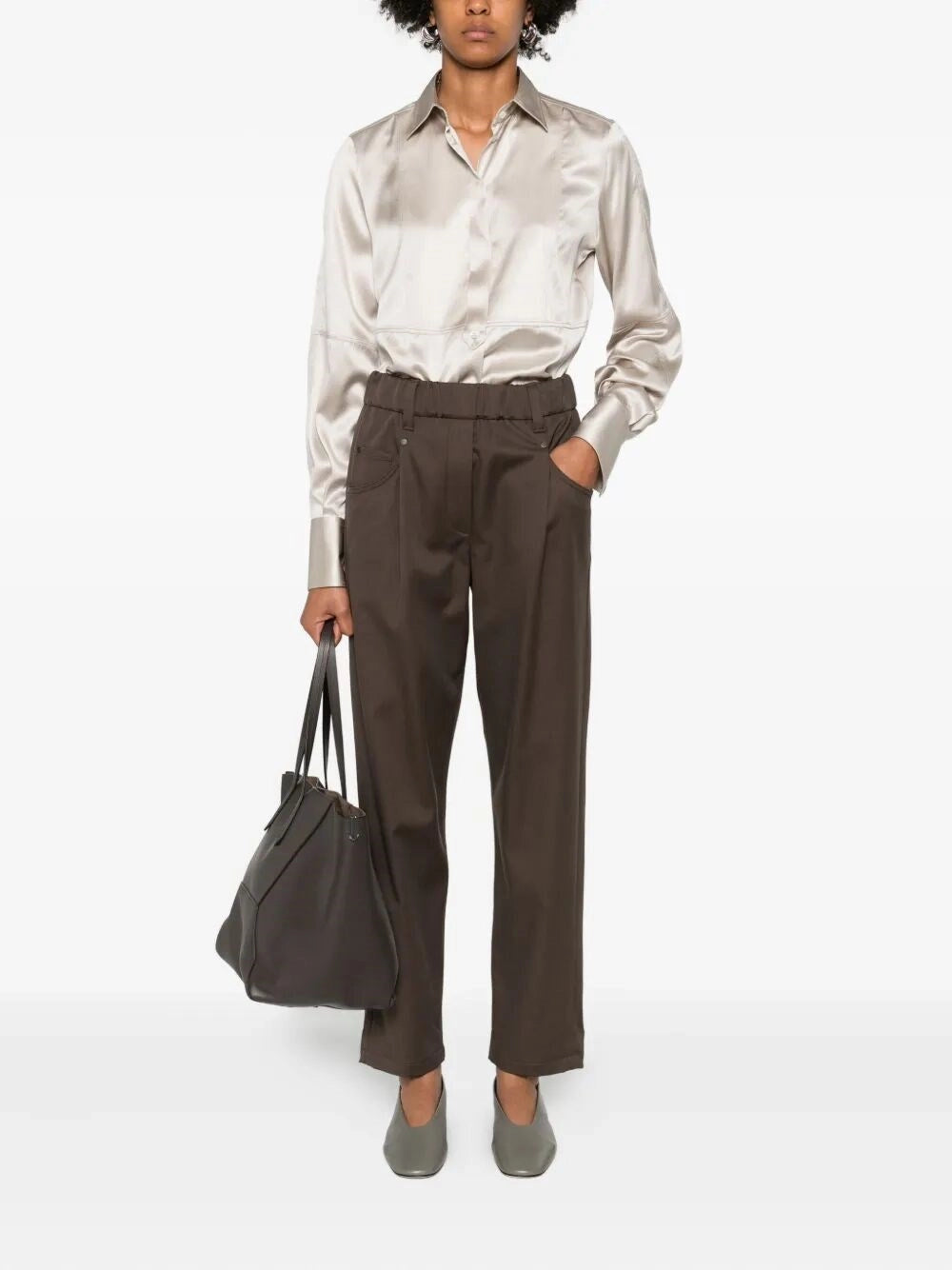 Brunello Cucinelli Women Satin Shirt With Monili BRUNELLO CUCINELLI