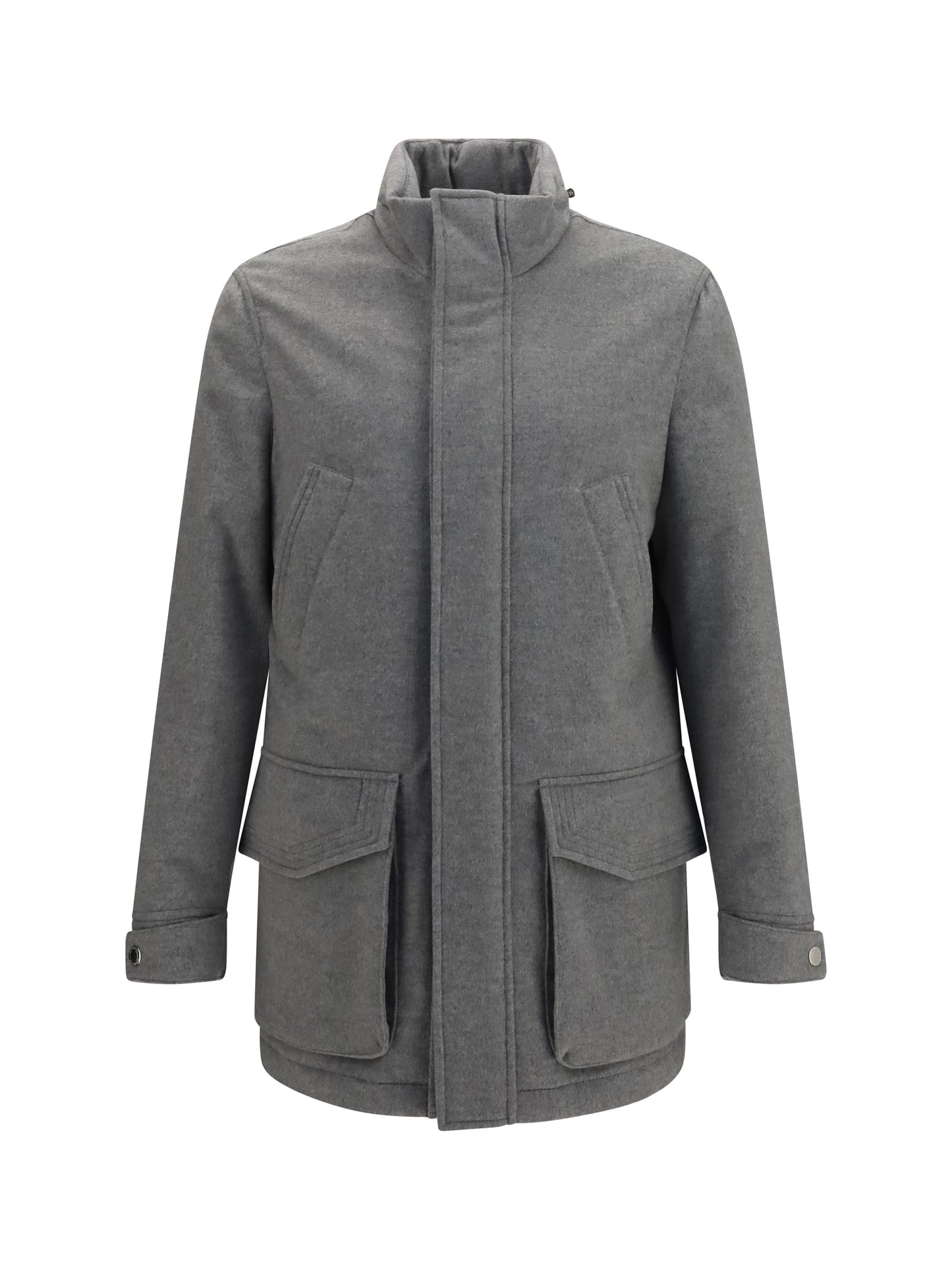 Brunello Cucinelli Men Cashmere Jacket With Zip And Buttons BRUNELLO CUCINELLI