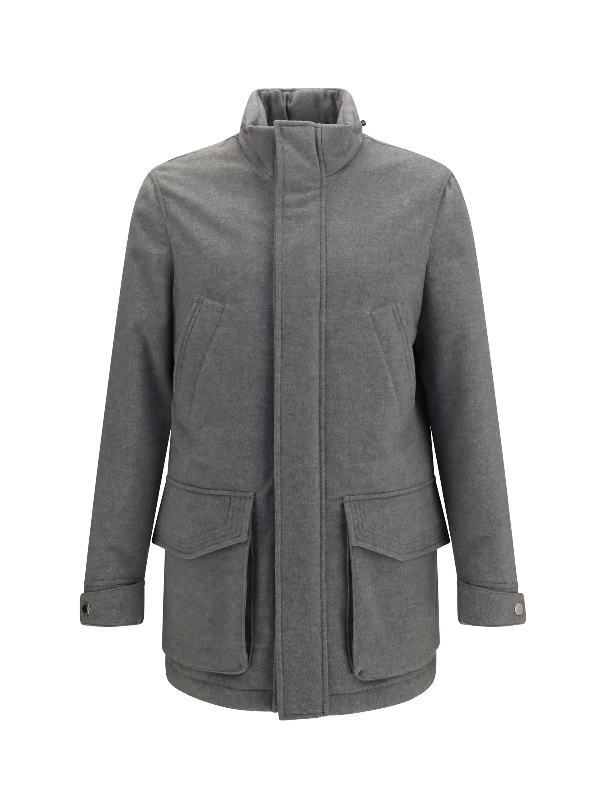 Brunello Cucinelli Men Cashmere Jacket With Zip And Buttons BRUNELLO CUCINELLI