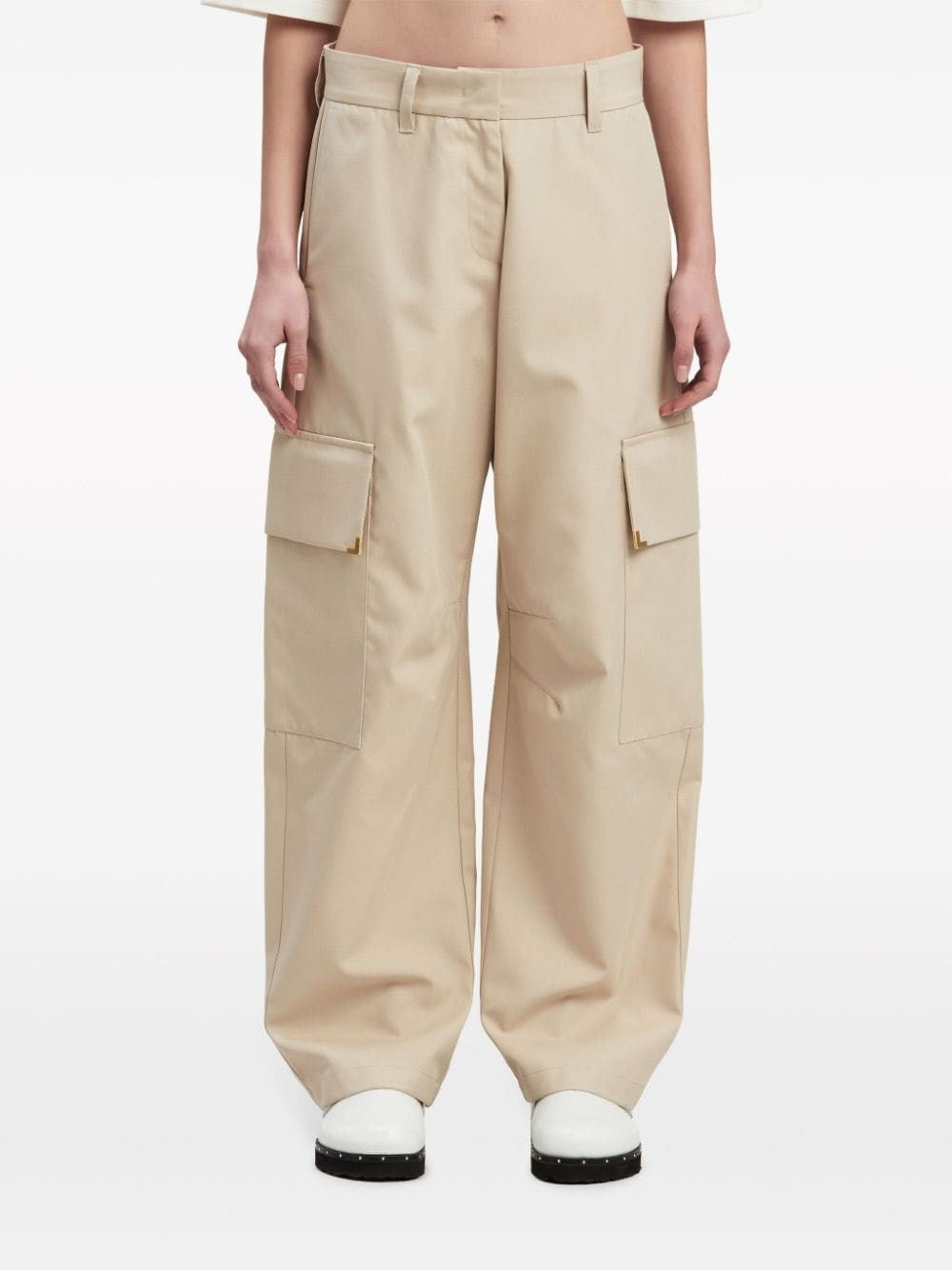 Palm Angels Women Beige Carrot Cargo Pants PALM ANGELS