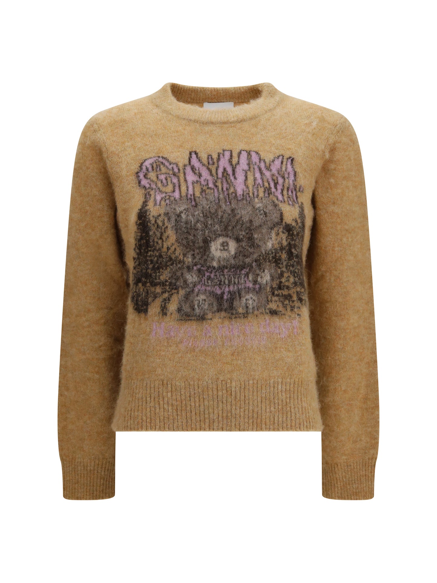 Ganni Women Teddy Brushed Alpaca Crewneck Sweater GANNI