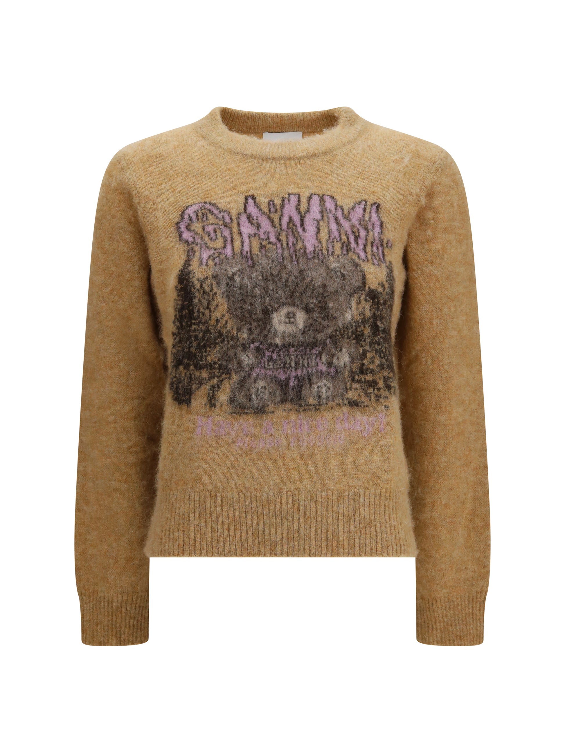 Ganni Women Teddy Brushed Alpaca Crewneck Sweater GANNI