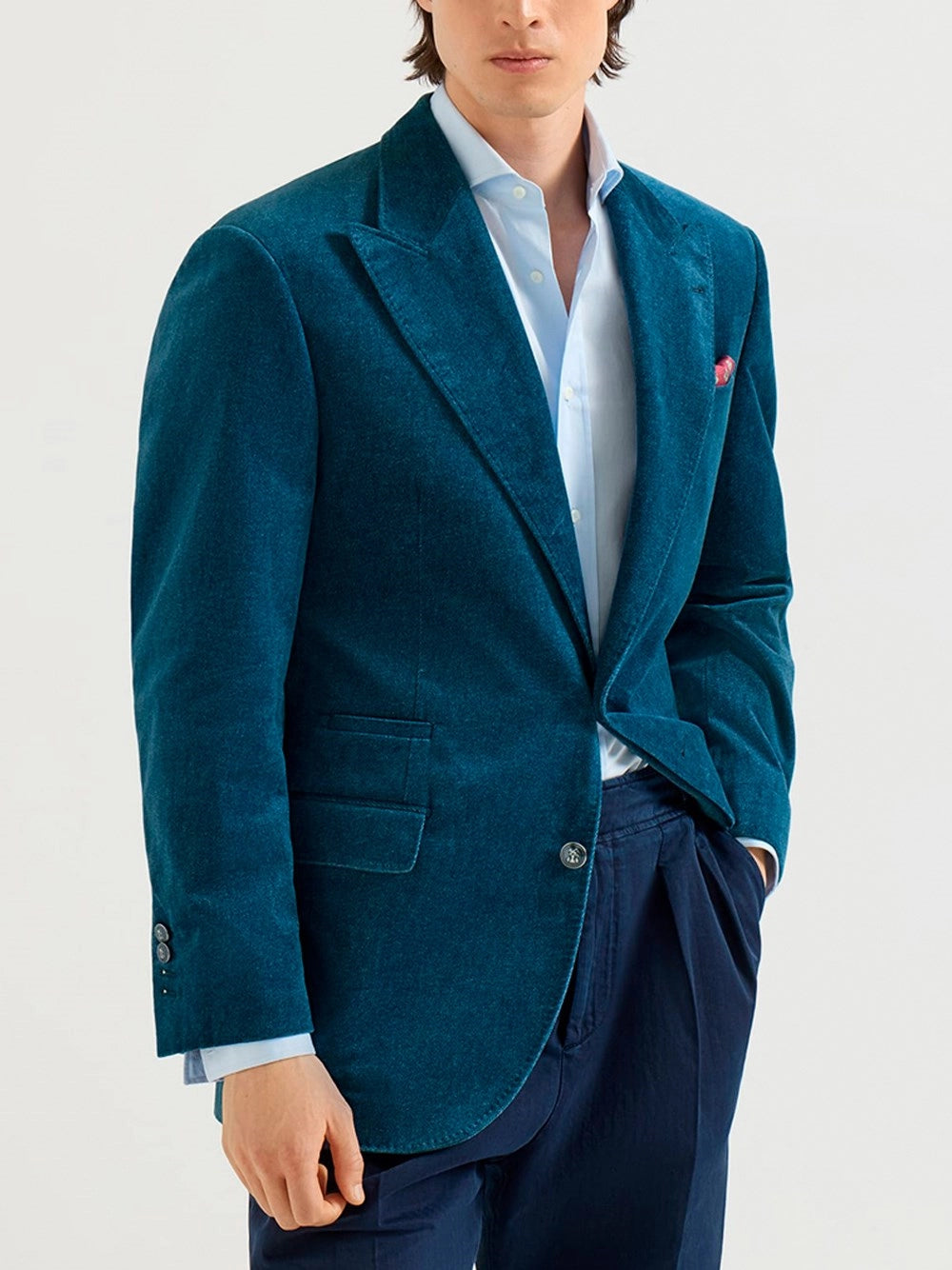 Brunello Cucinelli Men Denim-Effect Tailor Blazer BRUNELLO CUCINELLI