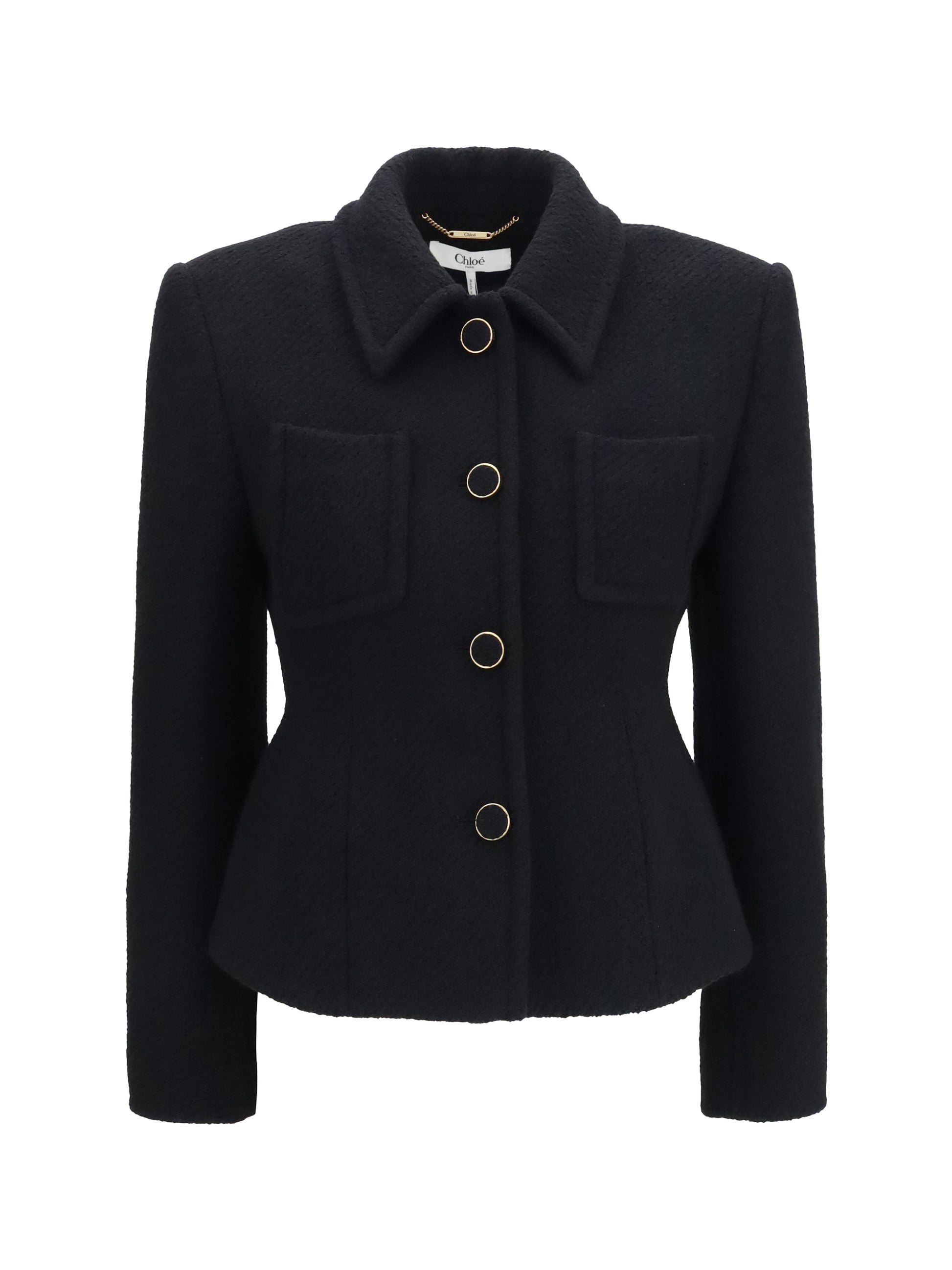 Chloé Women Cropped Single-Breasted Blazer With Fabric Buttons CHLOE