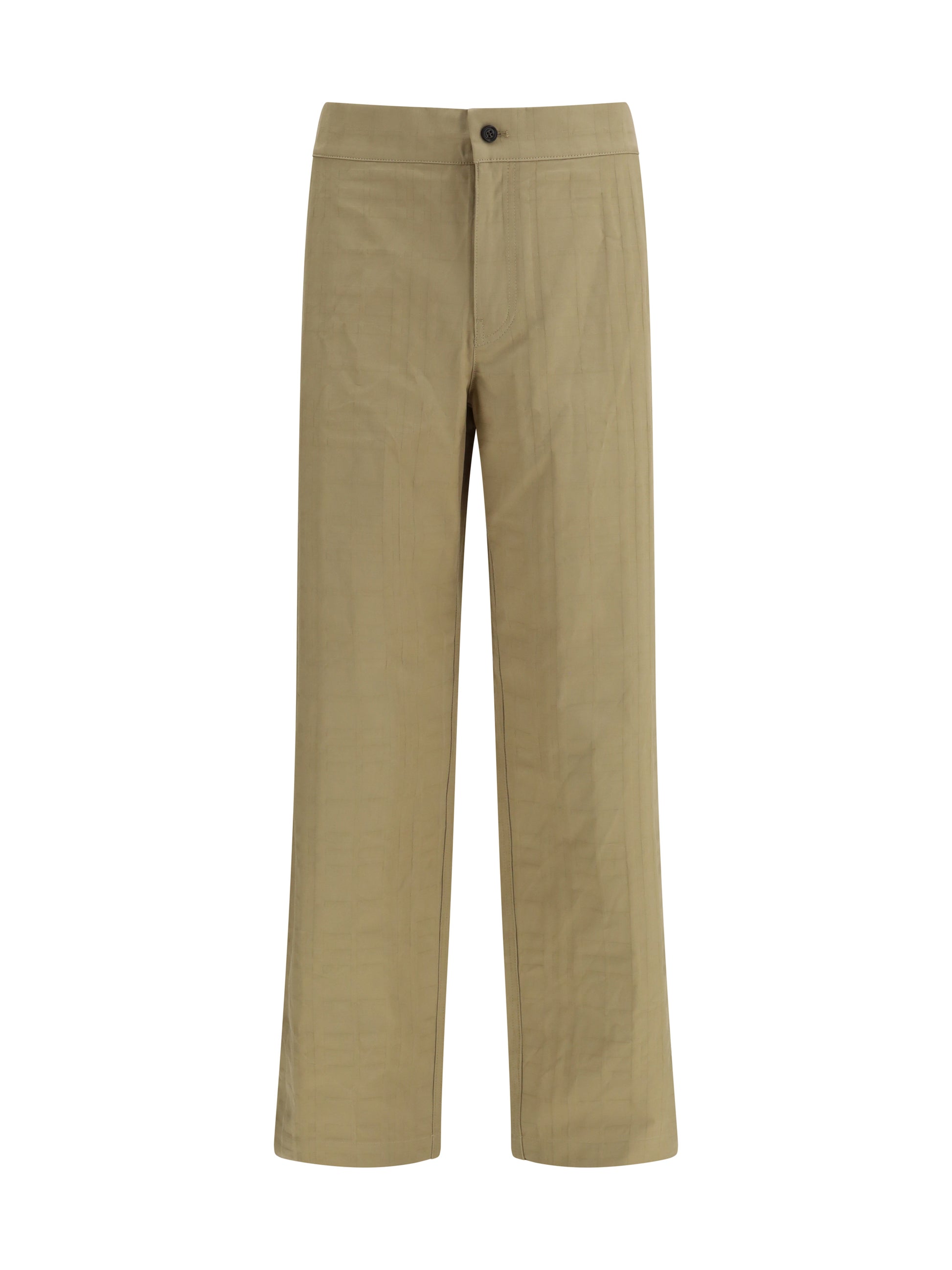 Burberry Men Textured Check Cotton Pants BURBERRY
