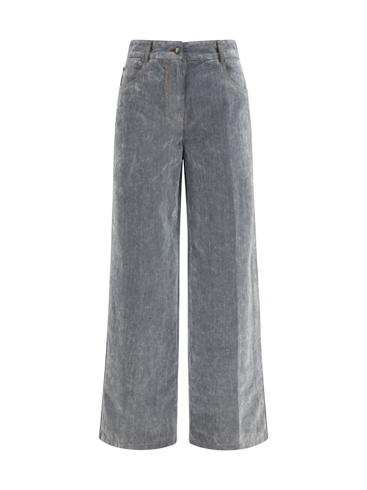 Forte_Forte Women Wide Leg Jeans In Flocked Denim FORTE FORTE