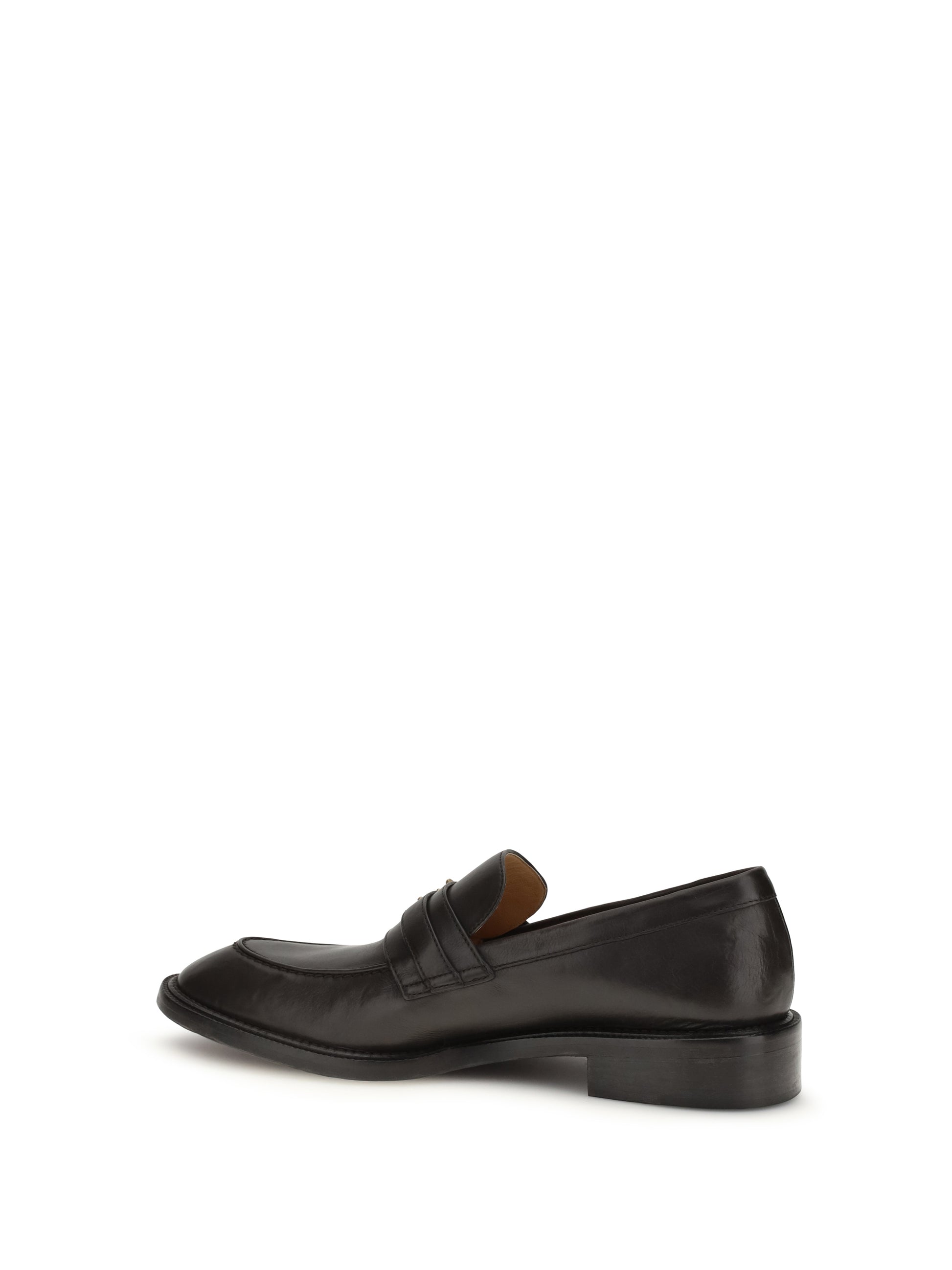 Versace Men Leather Loafers With Medusa Accessory VERSACE