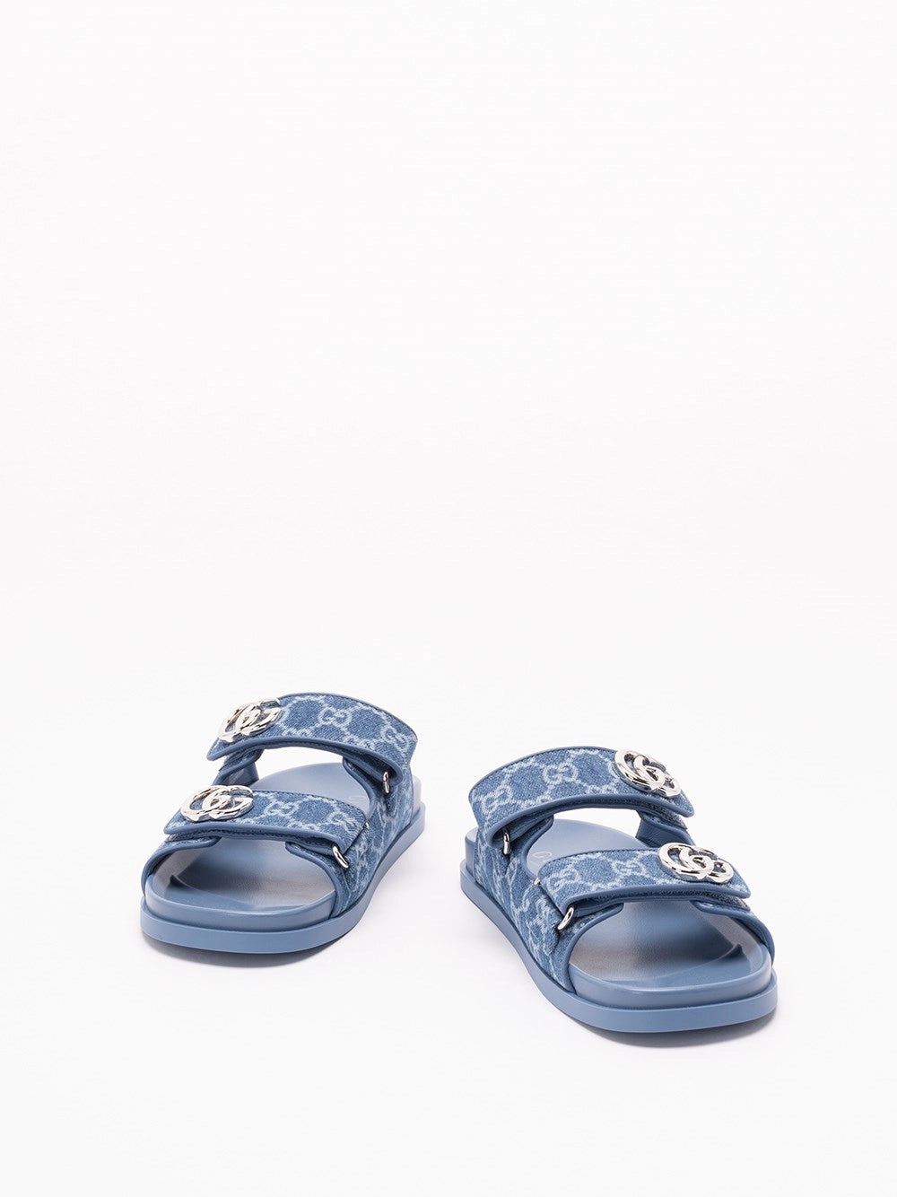 Gucci Women `Marmont` Denim Slides With `Gg` GUCCI