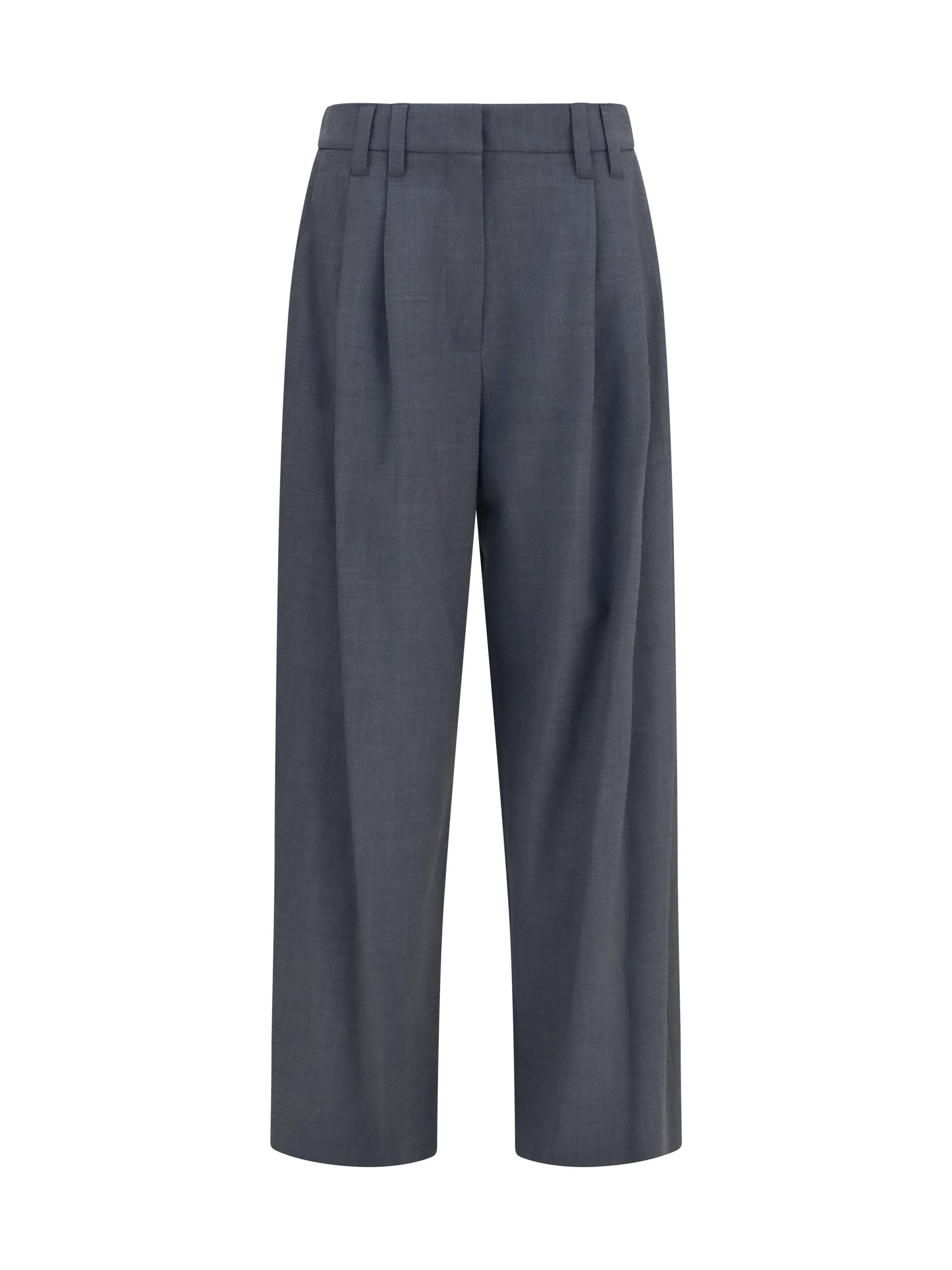 Brunello Cucinelli Women Tropical Wool Tailored Pants With Monili Detail BRUNELLO CUCINELLI