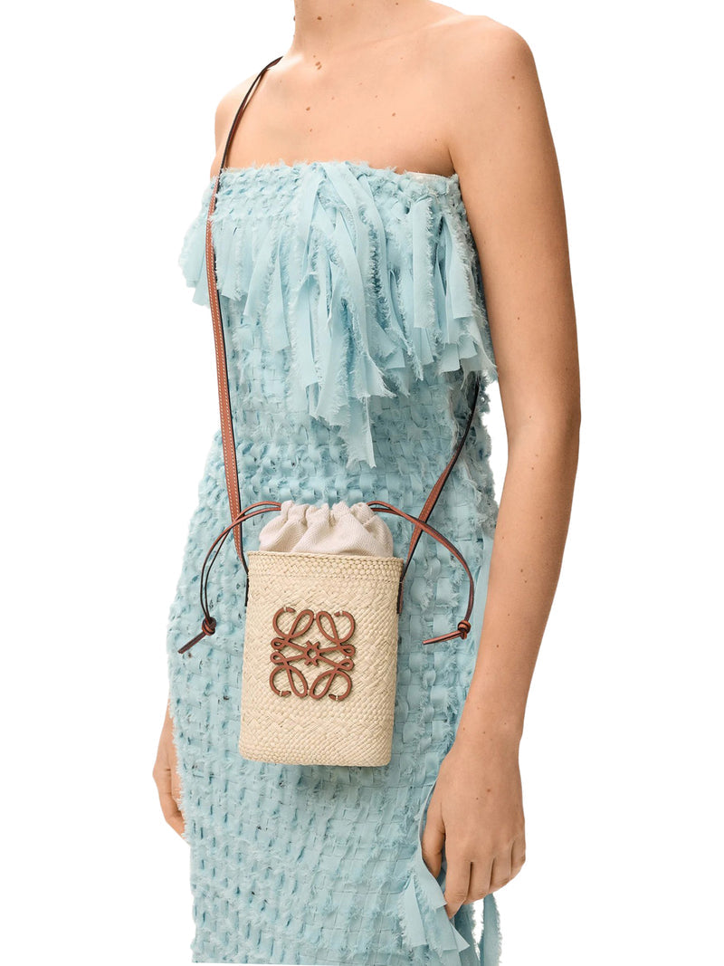 Loewe Women Square Bag In Iraca Palm And Calfskin LOEWE
