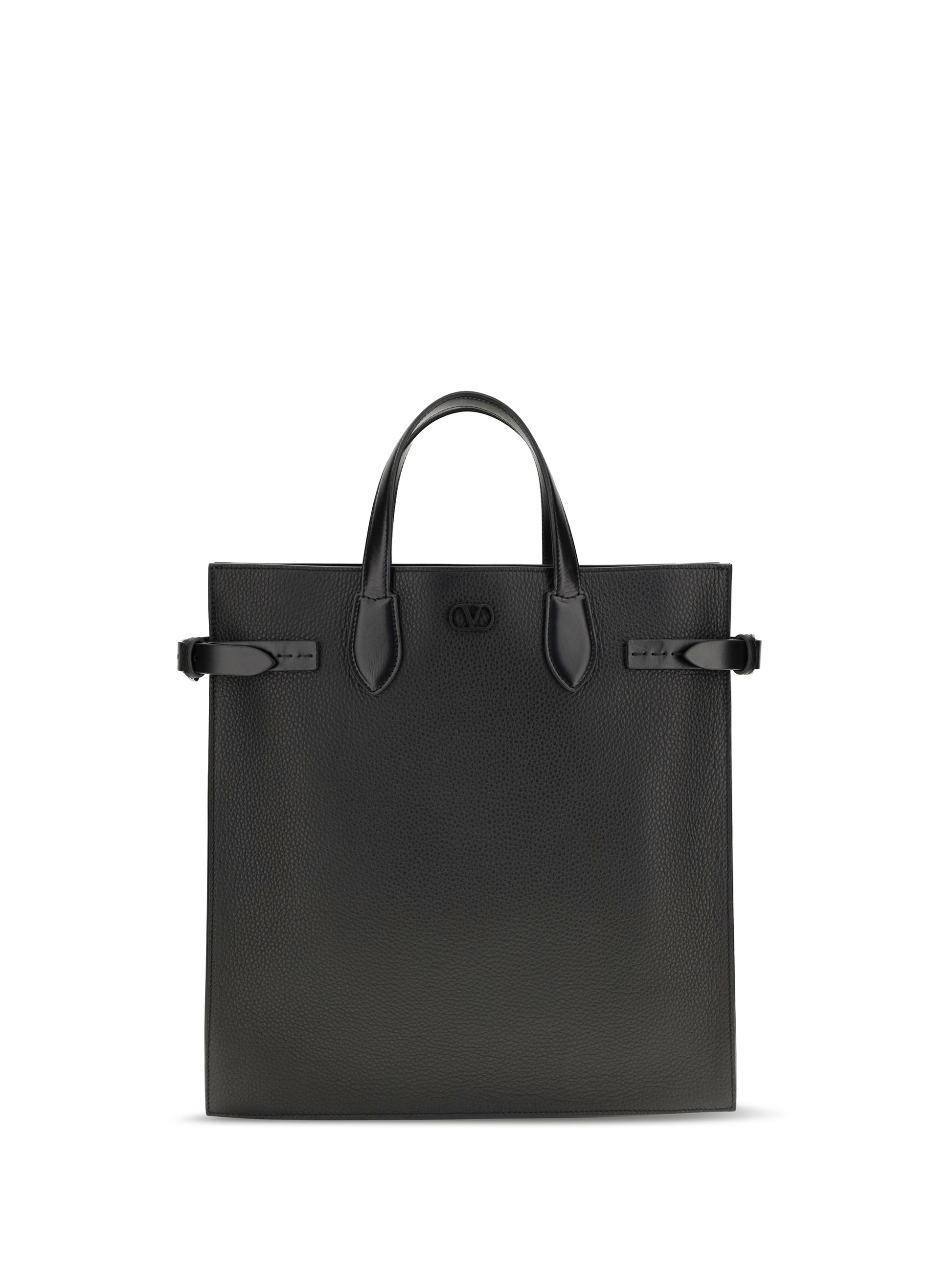 Valentino Garavani Men Medium Antibes Grained Leather Shopping Bag VALENTINO GARAVANI