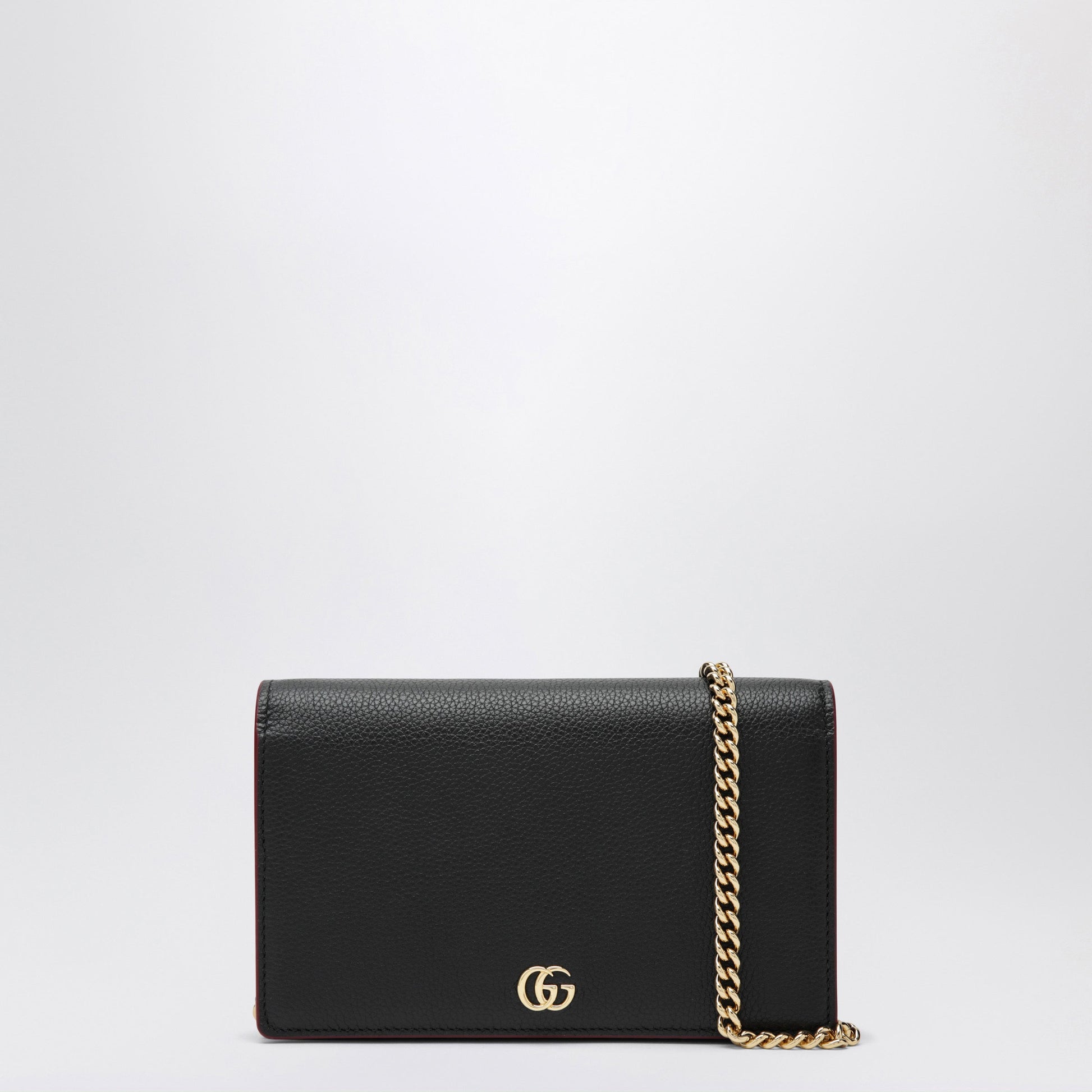Gucci Gg Marmont Wallet With Chain Black/Red Women GUCCI