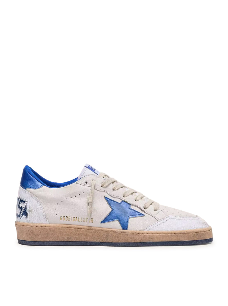 Golden Goose Deluxe Brand Men Ball-Star Wishes In White Nappa With Blue Star And Heel GOLDEN GOOSE