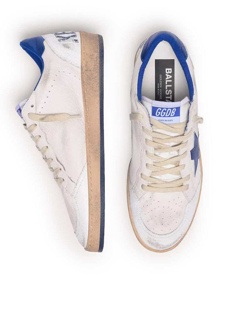 Golden Goose Deluxe Brand Men Ball-Star Wishes In White Nappa With Blue Star And Heel GOLDEN GOOSE