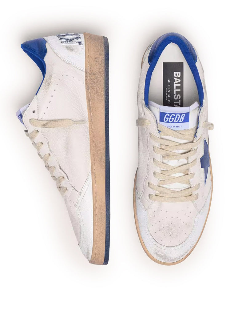 Golden Goose Deluxe Brand Men Ball-Star Wishes In White Nappa With Blue Star And Heel GOLDEN GOOSE