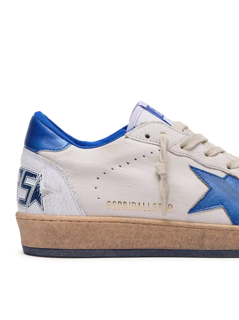 Golden Goose Deluxe Brand Men Ball-Star Wishes In White Nappa With Blue Star And Heel GOLDEN GOOSE