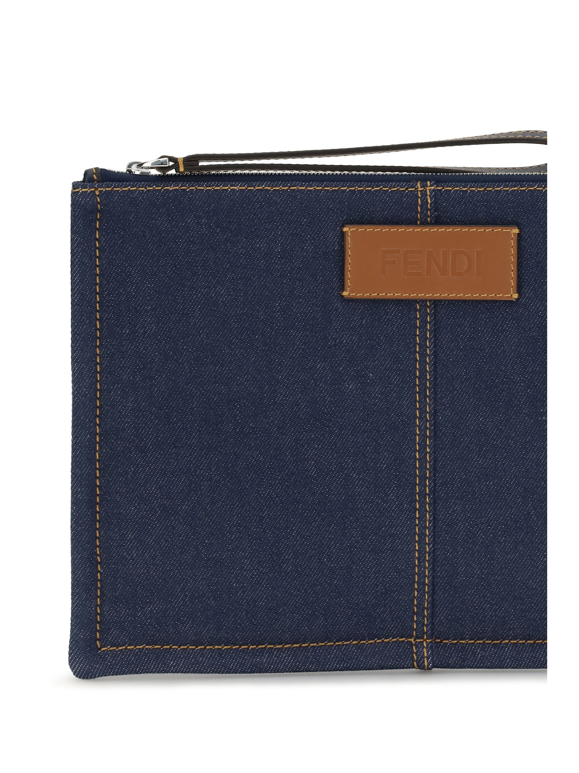 Fendi Men Medium Denim Pouch FENDI