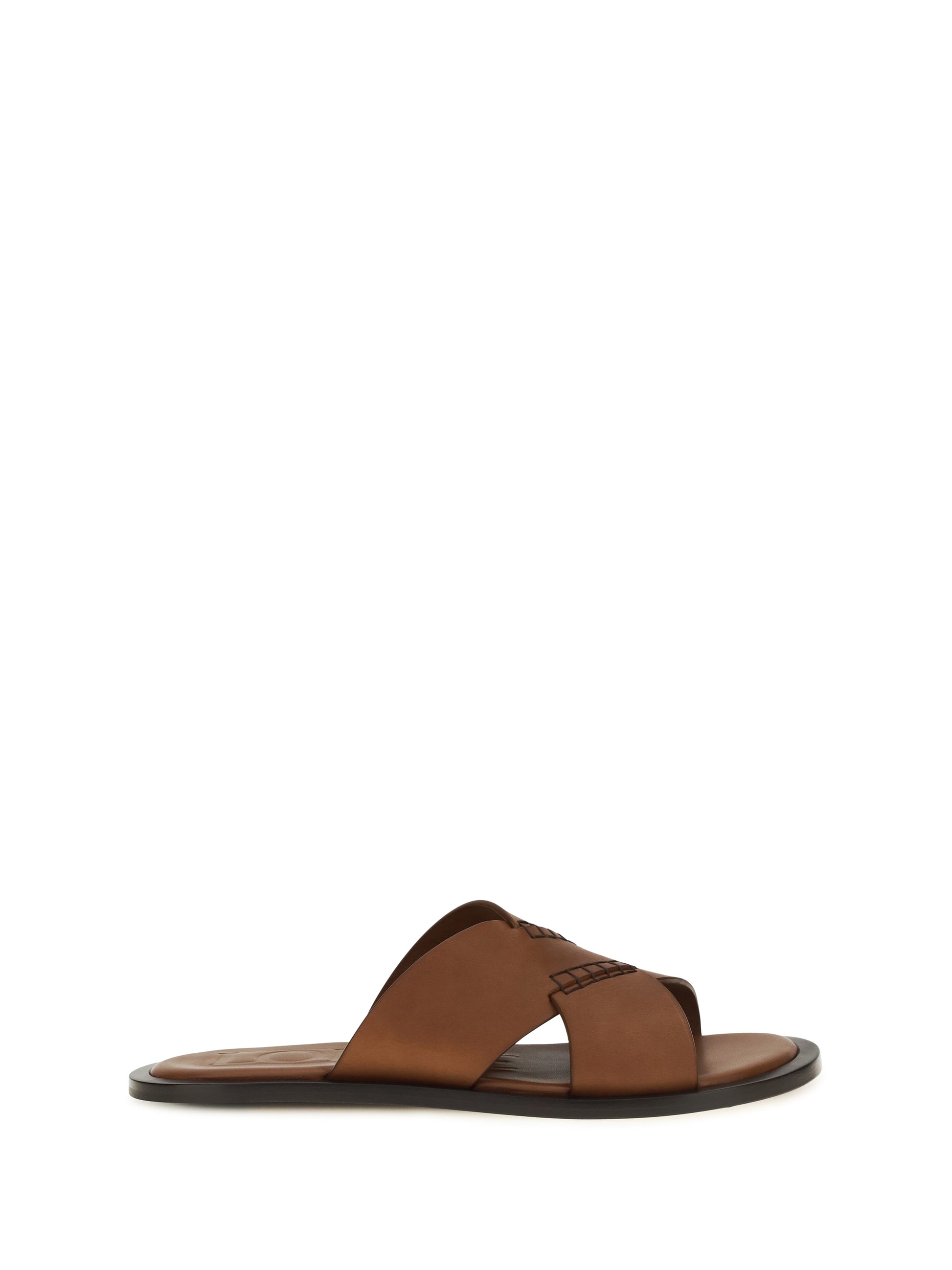 Loewe Men Flex Cross Leather Slide Sandals LOEWE