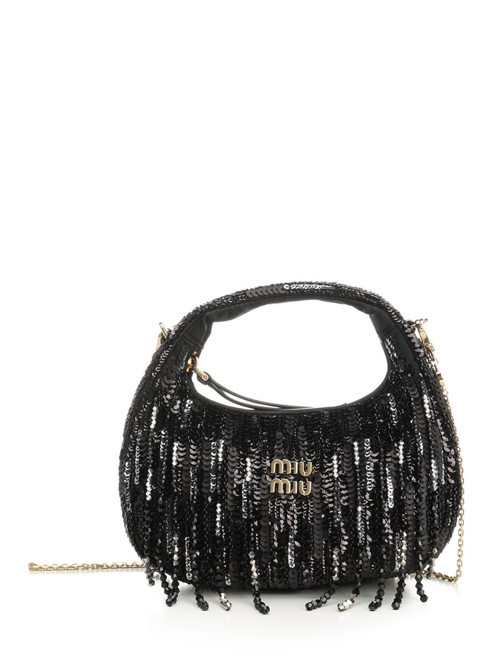Miu Miu Women "Wander" Mini Satin Bag With Crystal And Sequin Fringes MIU MIU