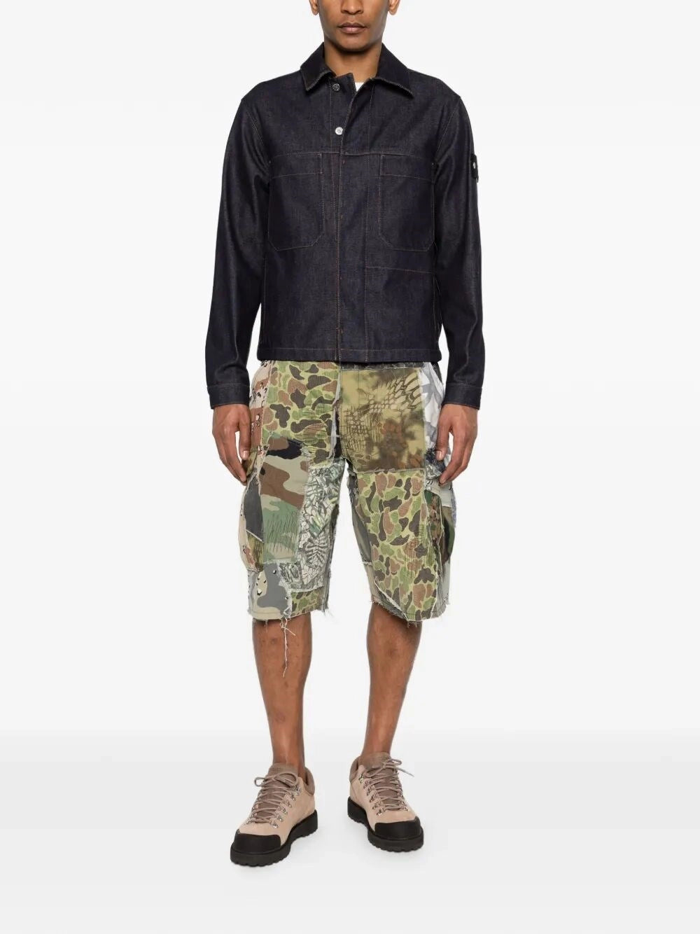 Stone Island Men `Indigo Denim-Raw` Biker Jacket STONE ISLAND