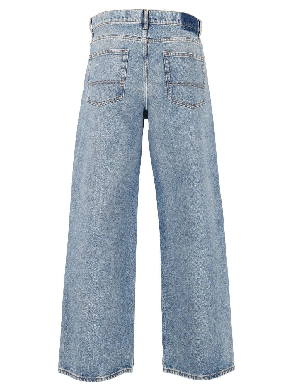 Golden Goose Men Boyfriend Jeans In Stone Washed Light Blue Denim GOLDEN GOOSE