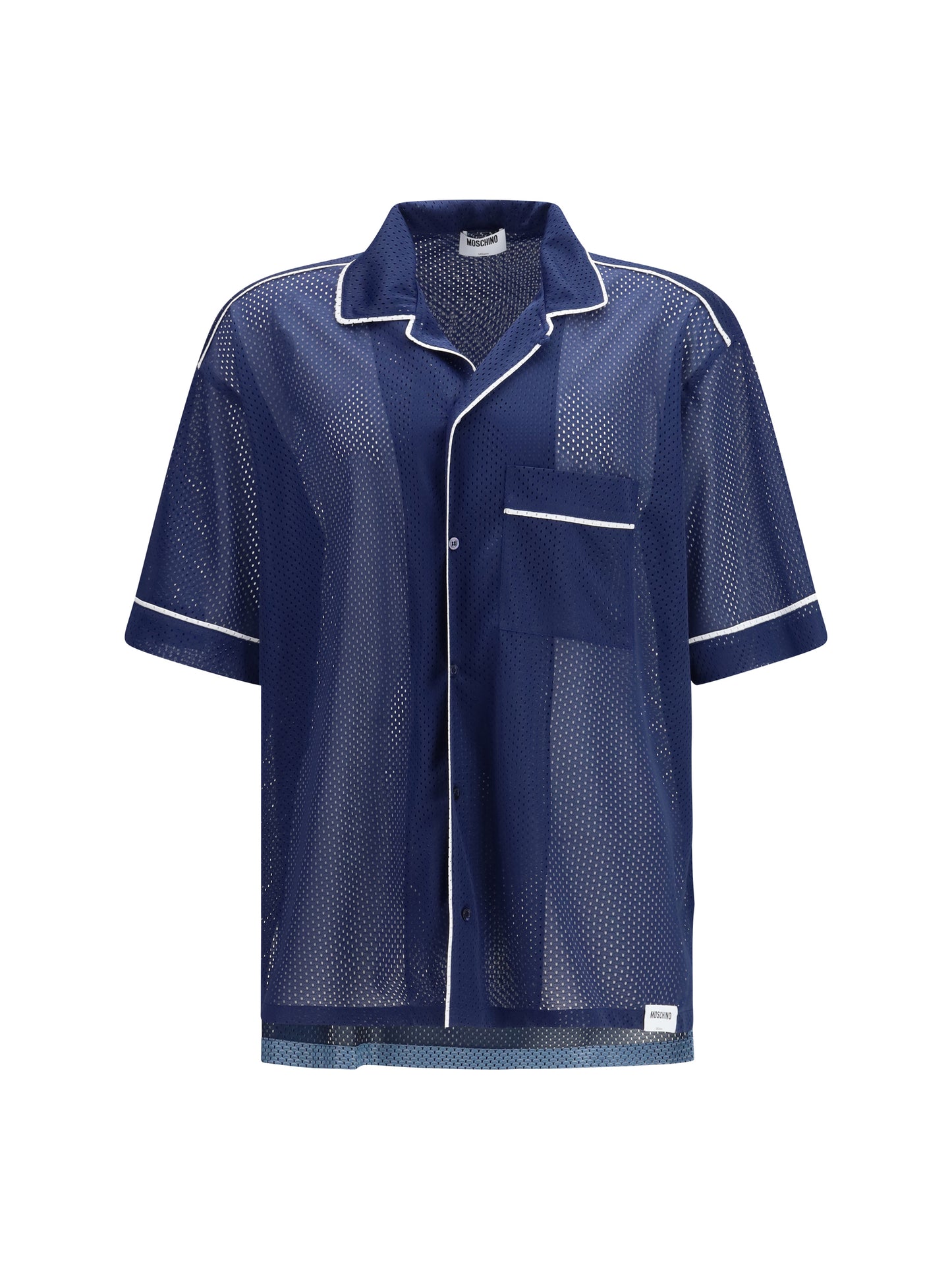 Moschino Men Technical Mesh Shirt With Reversed 22 Print MOSCHINO