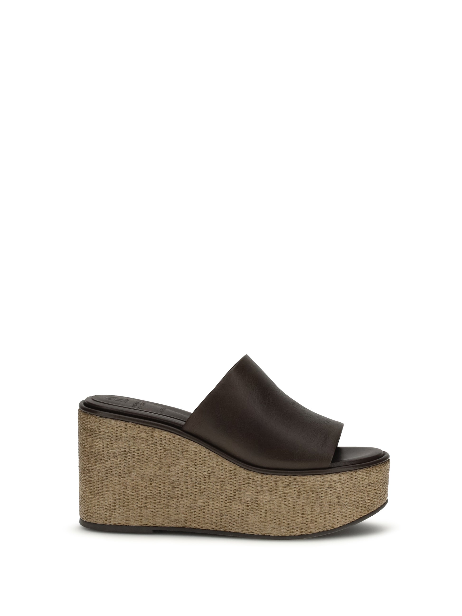 Brunello Cucinelli Women Leather Wedge Sandals BRUNELLO CUCINELLI