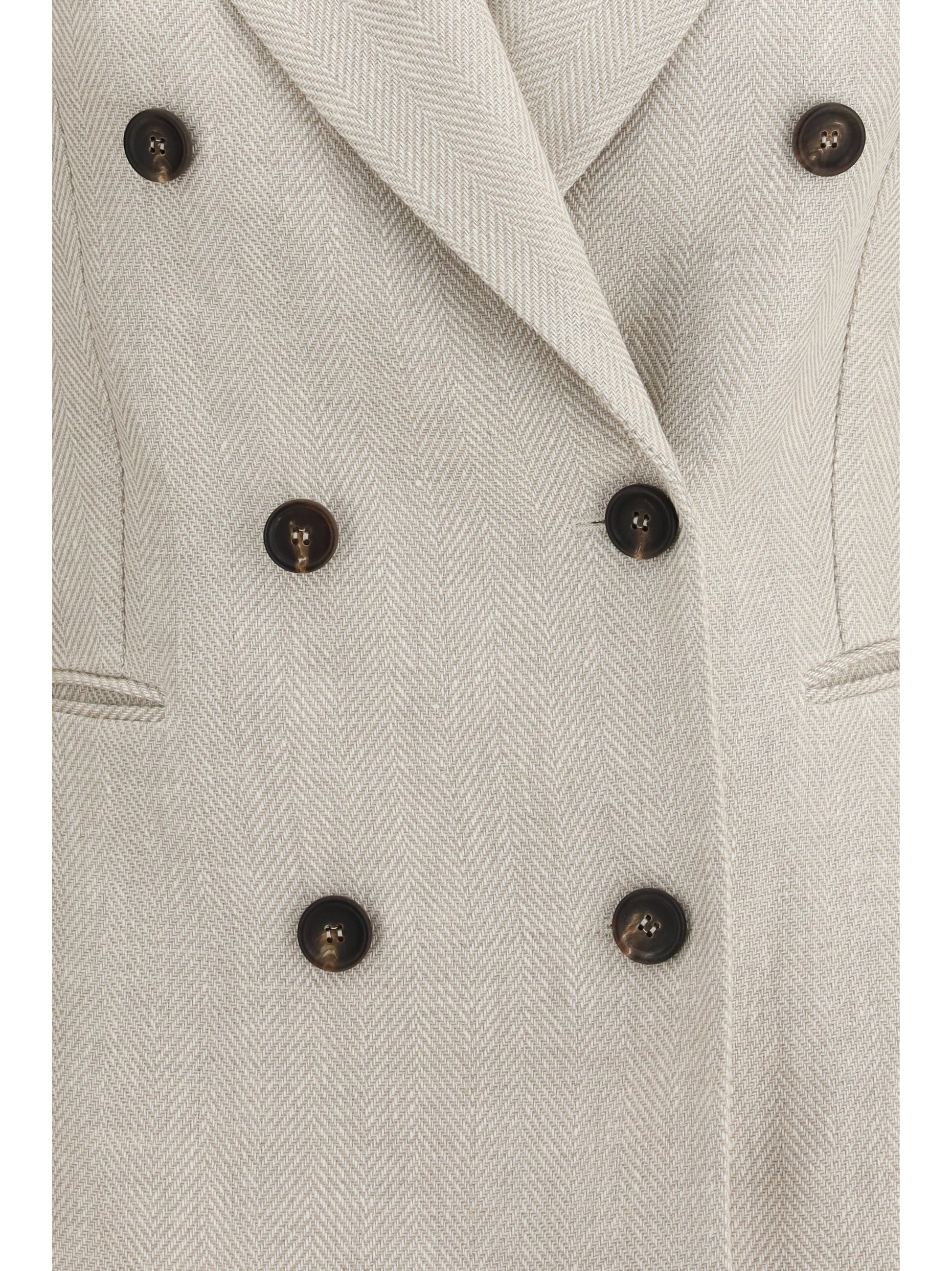 Brunello Cucinelli Women Button Herringbone Blazer BRUNELLO CUCINELLI