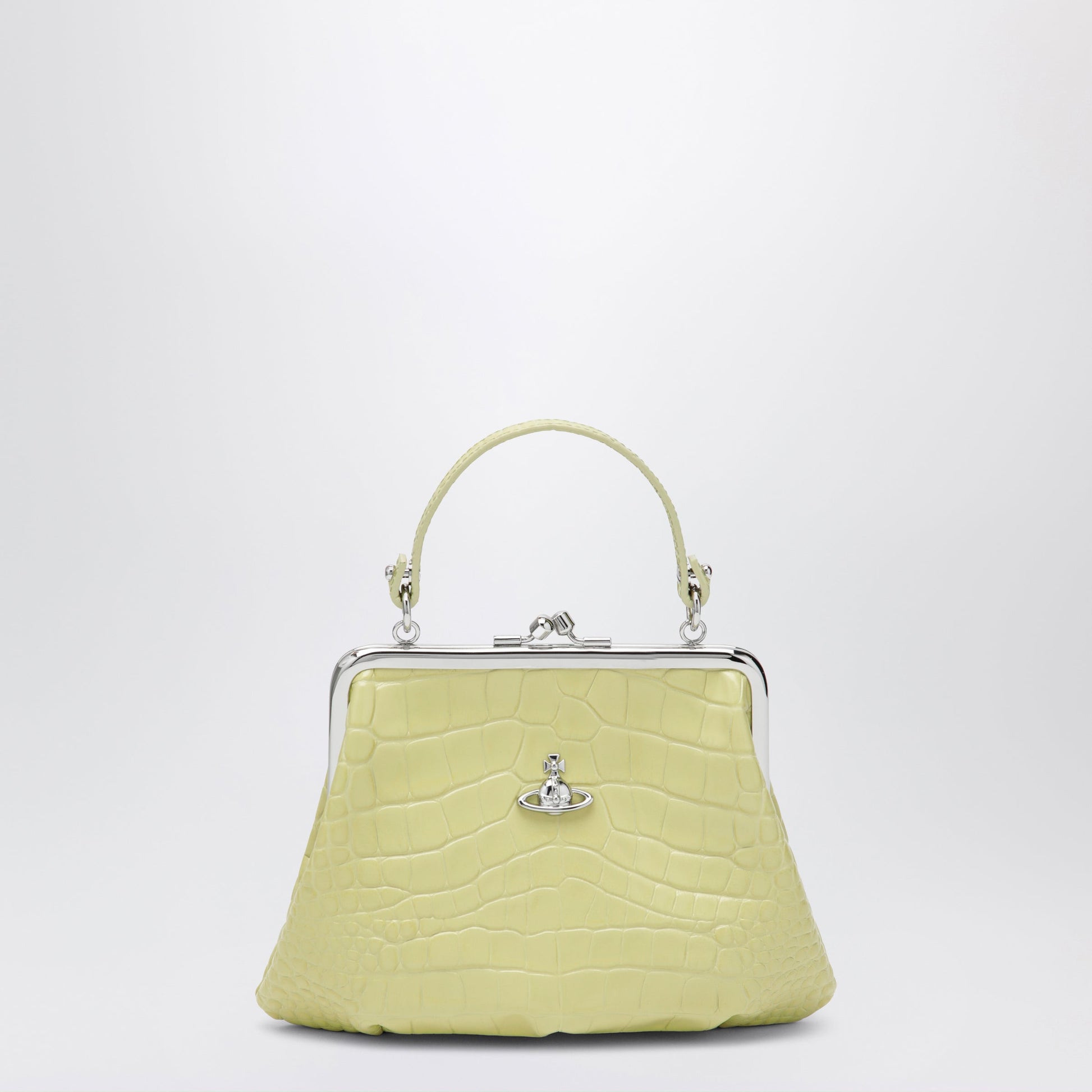 Vivienne Westwood Granny Frame Crocodile-Embossed Leather Purse, Lime Women VIVIENNE WESTWOOD