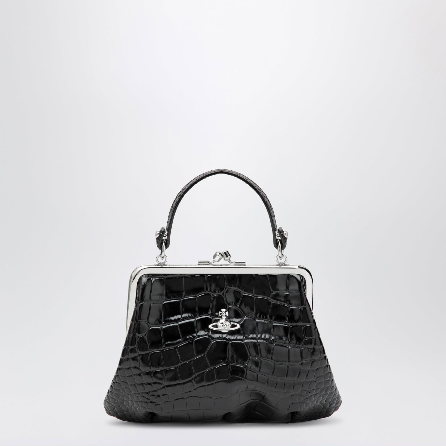 Vivienne Westwood Granny Frame Purse In Croc-Embossed Black Leather Women VIVIENNE WESTWOOD