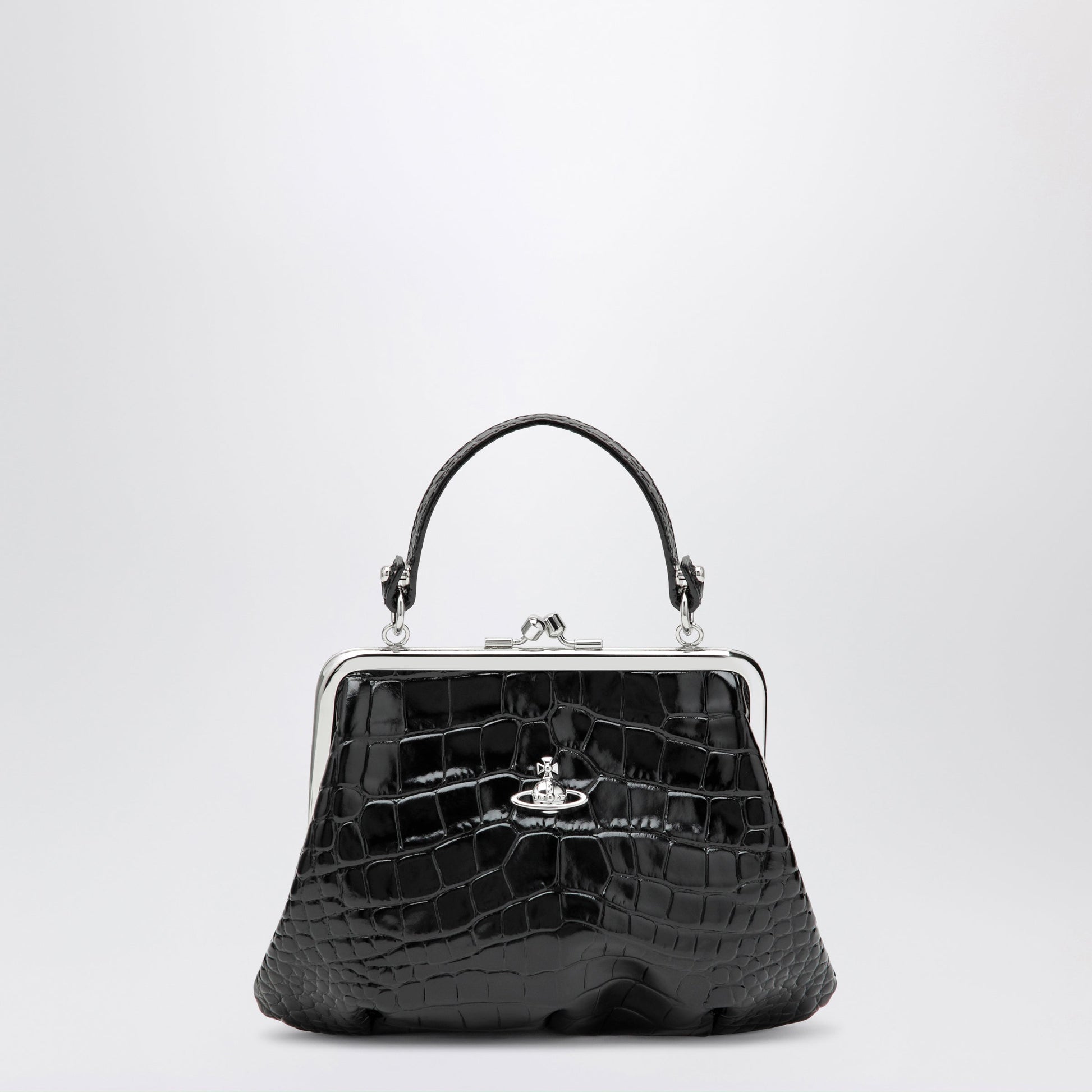 Vivienne Westwood Granny Frame Purse In Croc-Embossed Black Leather Women VIVIENNE WESTWOOD