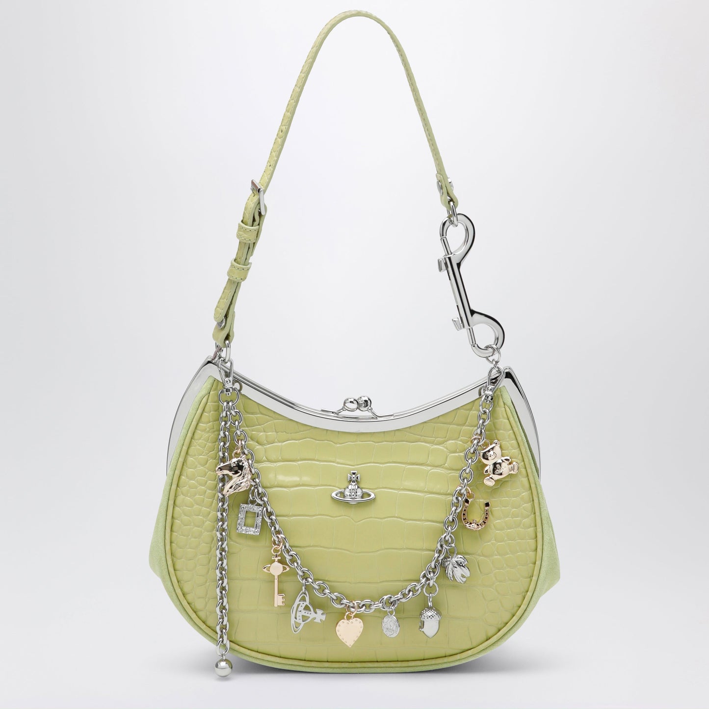 Vivienne Westwood Charm Bag In Lime Croc-Effect Patent Leather Women VIVIENNE WESTWOOD