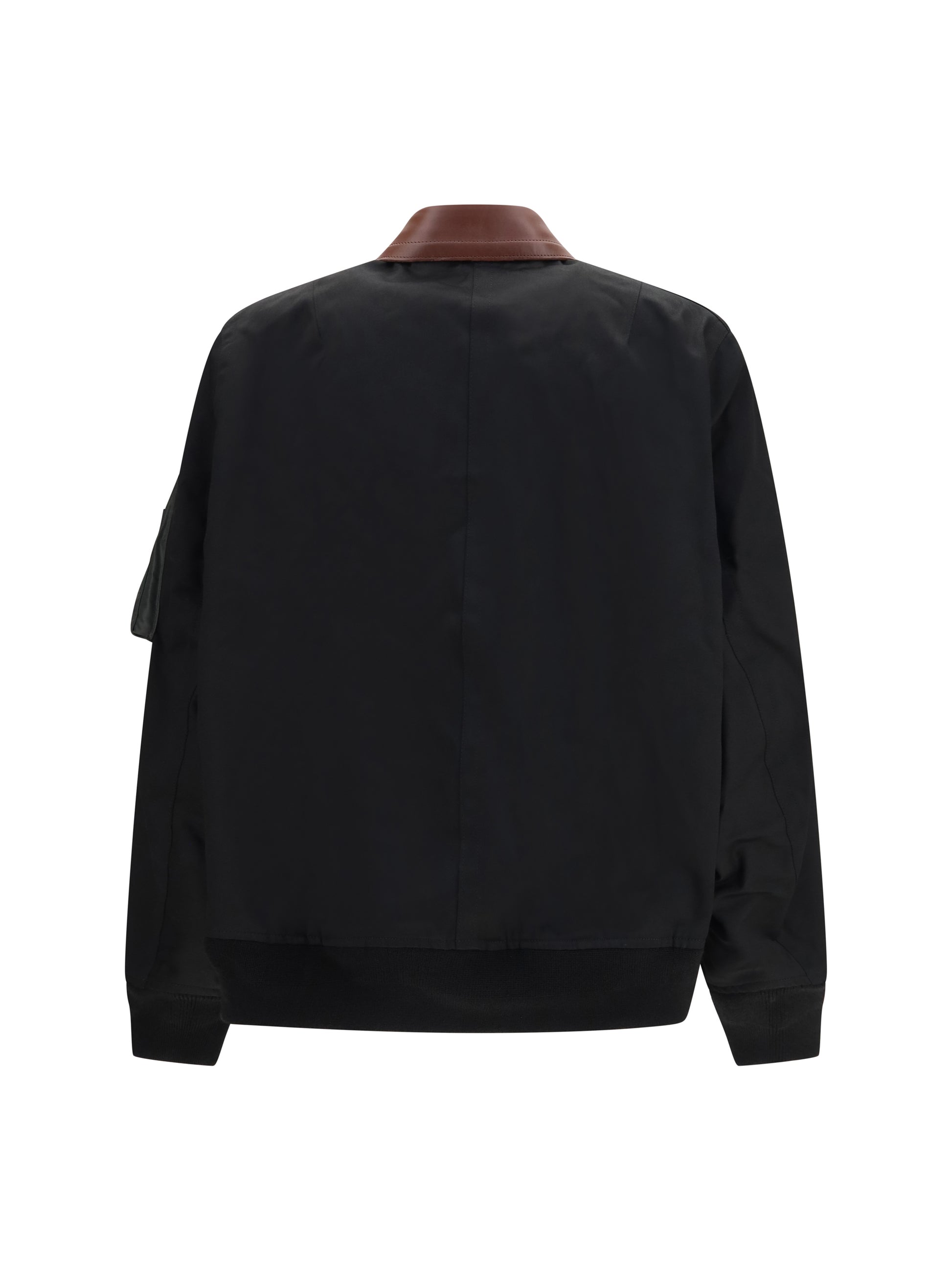 Sacai Men Cotton Bomber Jacket With Leather Details SACAI