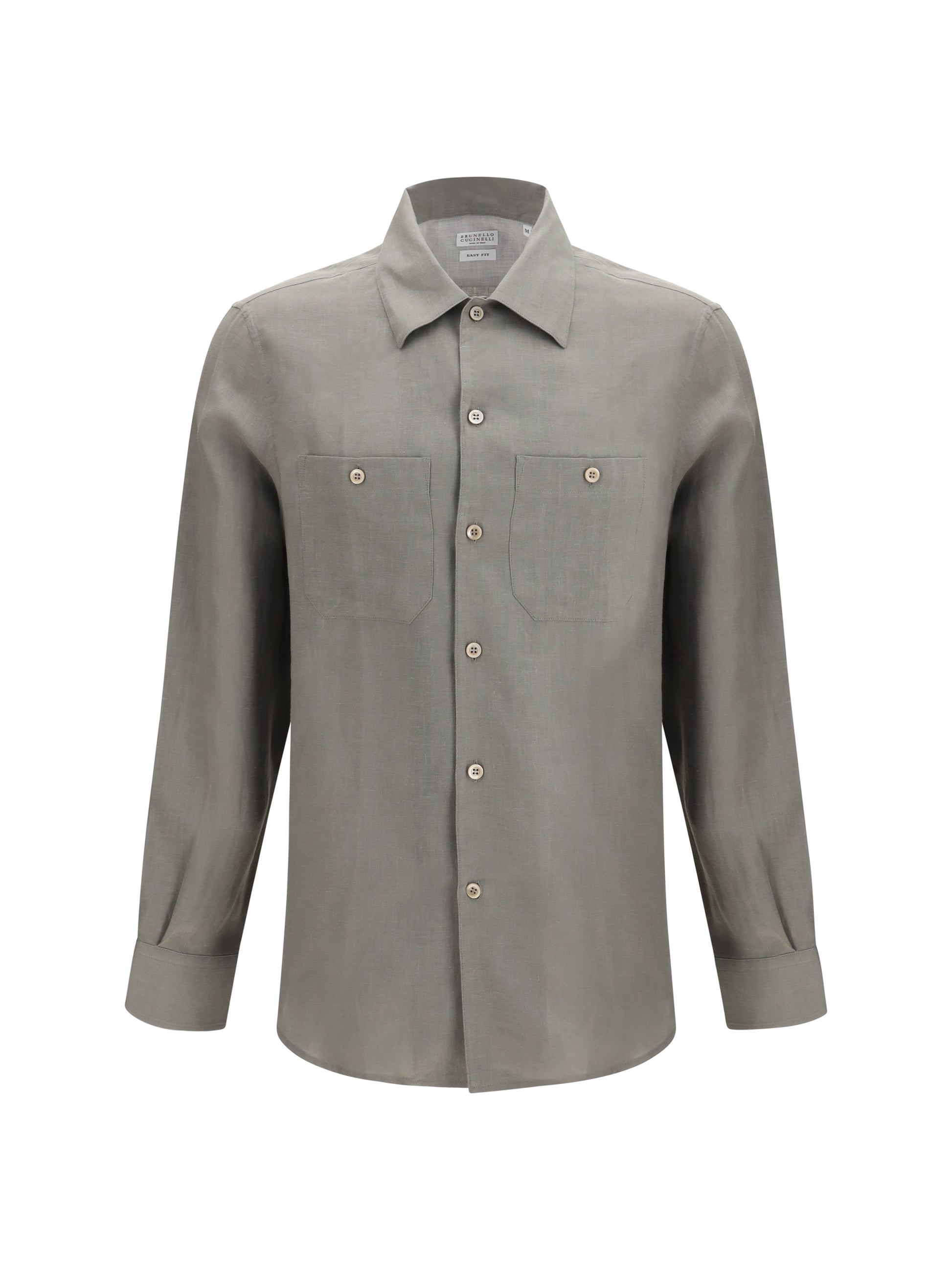Brunello Cucinelli Men Easy-Fit Linen Shirt With Chest Pockets BRUNELLO CUCINELLI