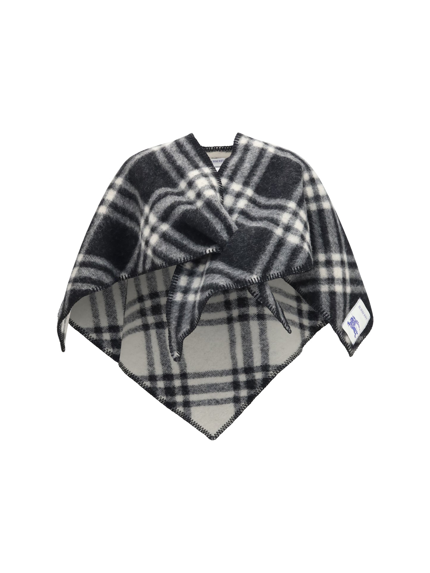 Burberry Women Short Wool Check Poncho