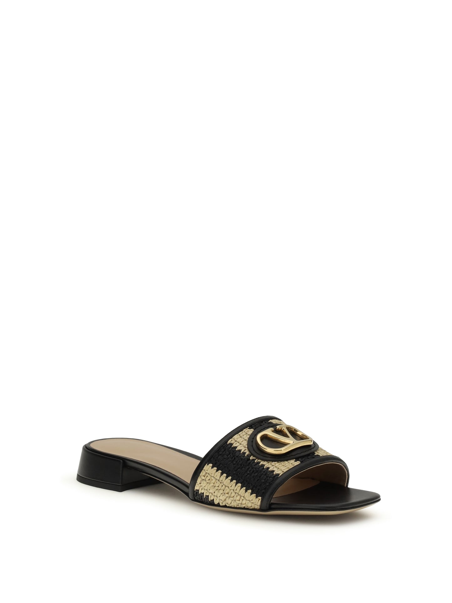 Valentino Garavani Women Vlogo Signature Raffia Slide Sandals VALENTINO GARAVANI