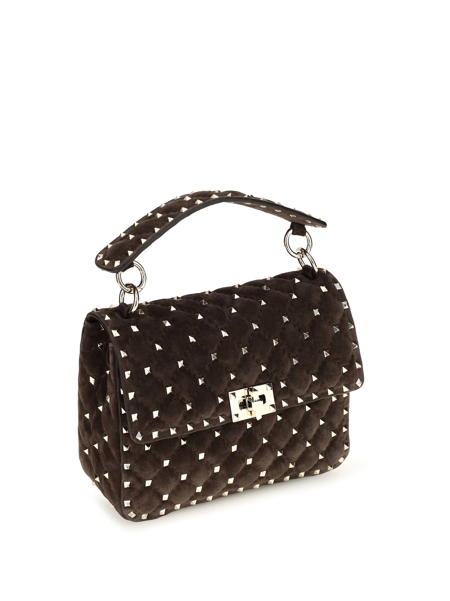 Valentino Garavani Women Medium Rockstud Spike Suede Top Handle Bag VALENTINO GARAVANI