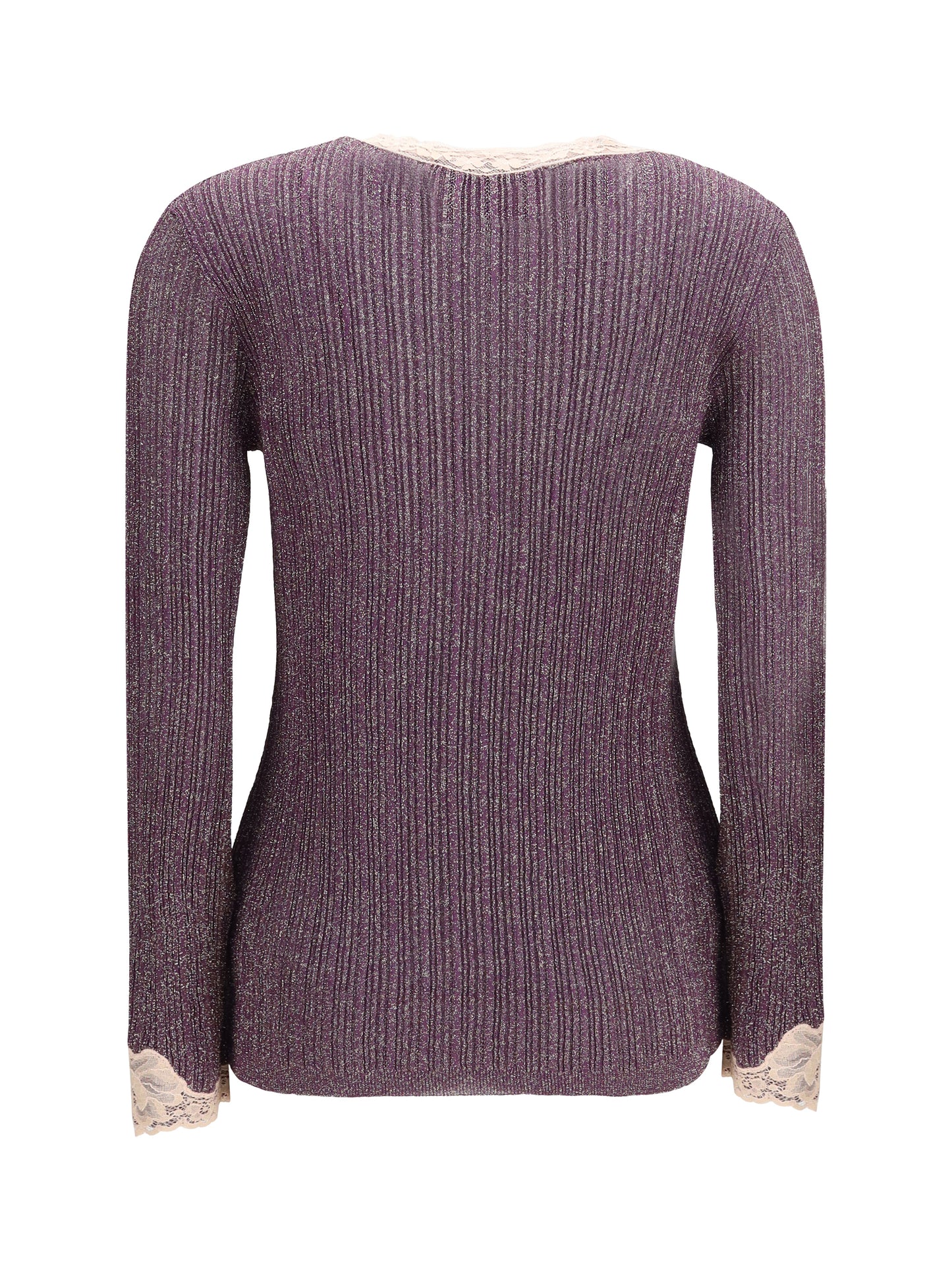 Valentino Women Lurex Knit Cardigan With Lace VALENTINO
