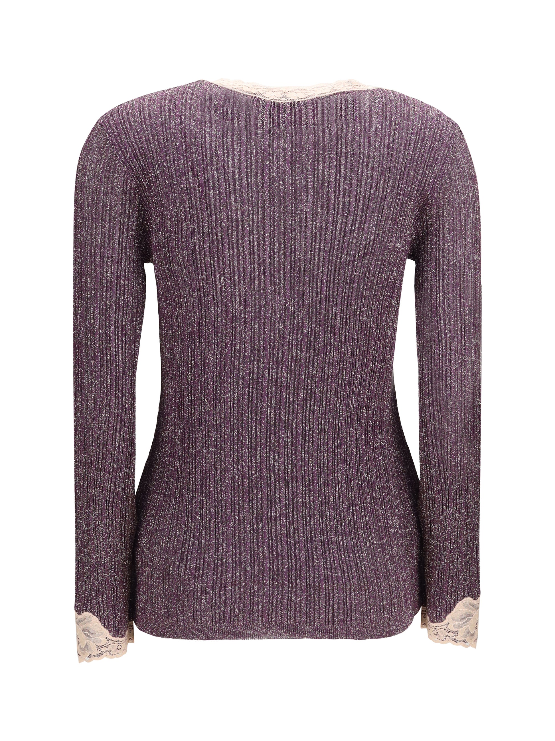 Valentino Women Lurex Knit Cardigan With Lace VALENTINO