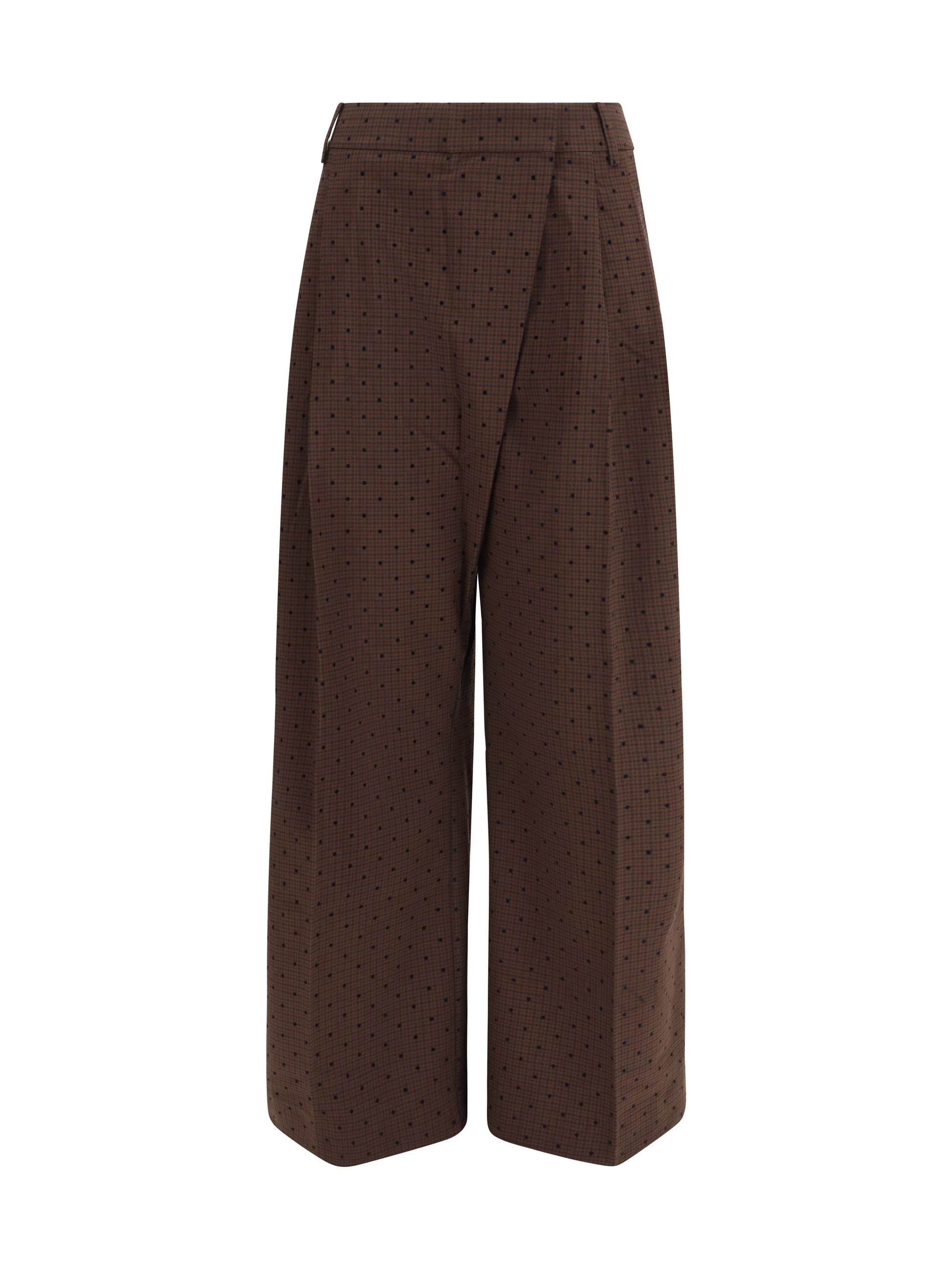 Ganni Women Flocked Plaid Crossover Pants GANNI
