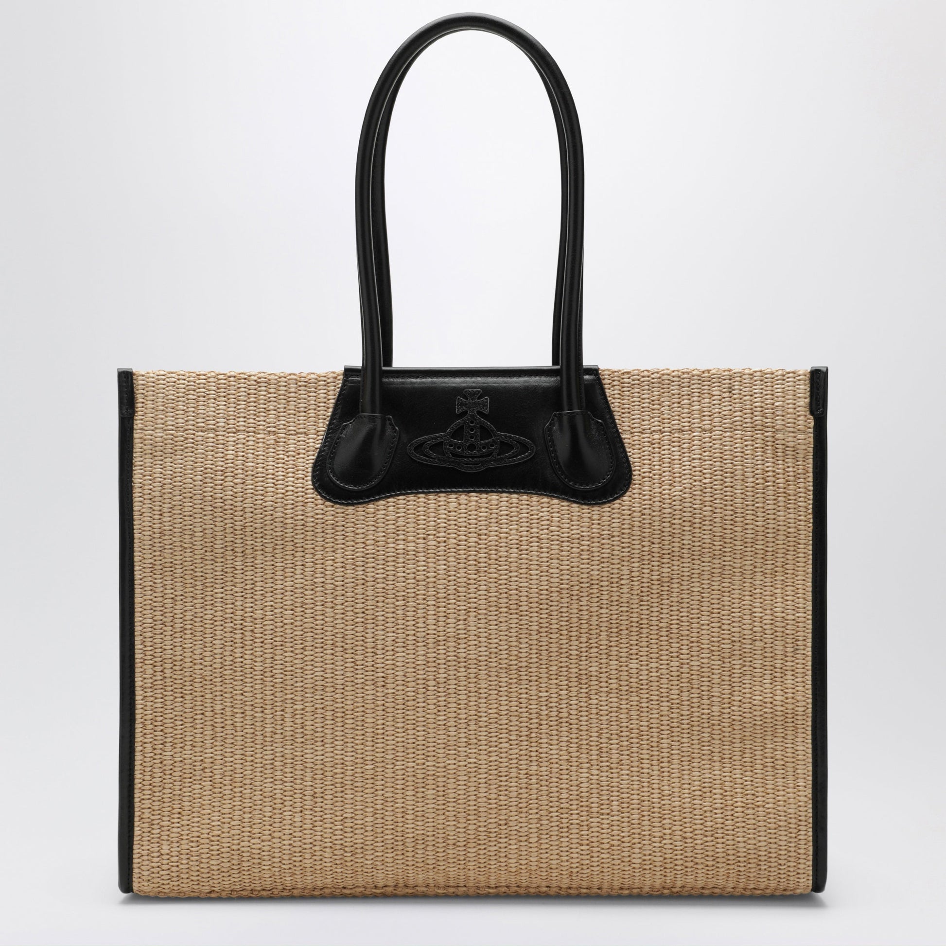 Vivienne Westwood Troy Tote Bag In Raffia-Effect Fabric, Natural Women VIVIENNE WESTWOOD