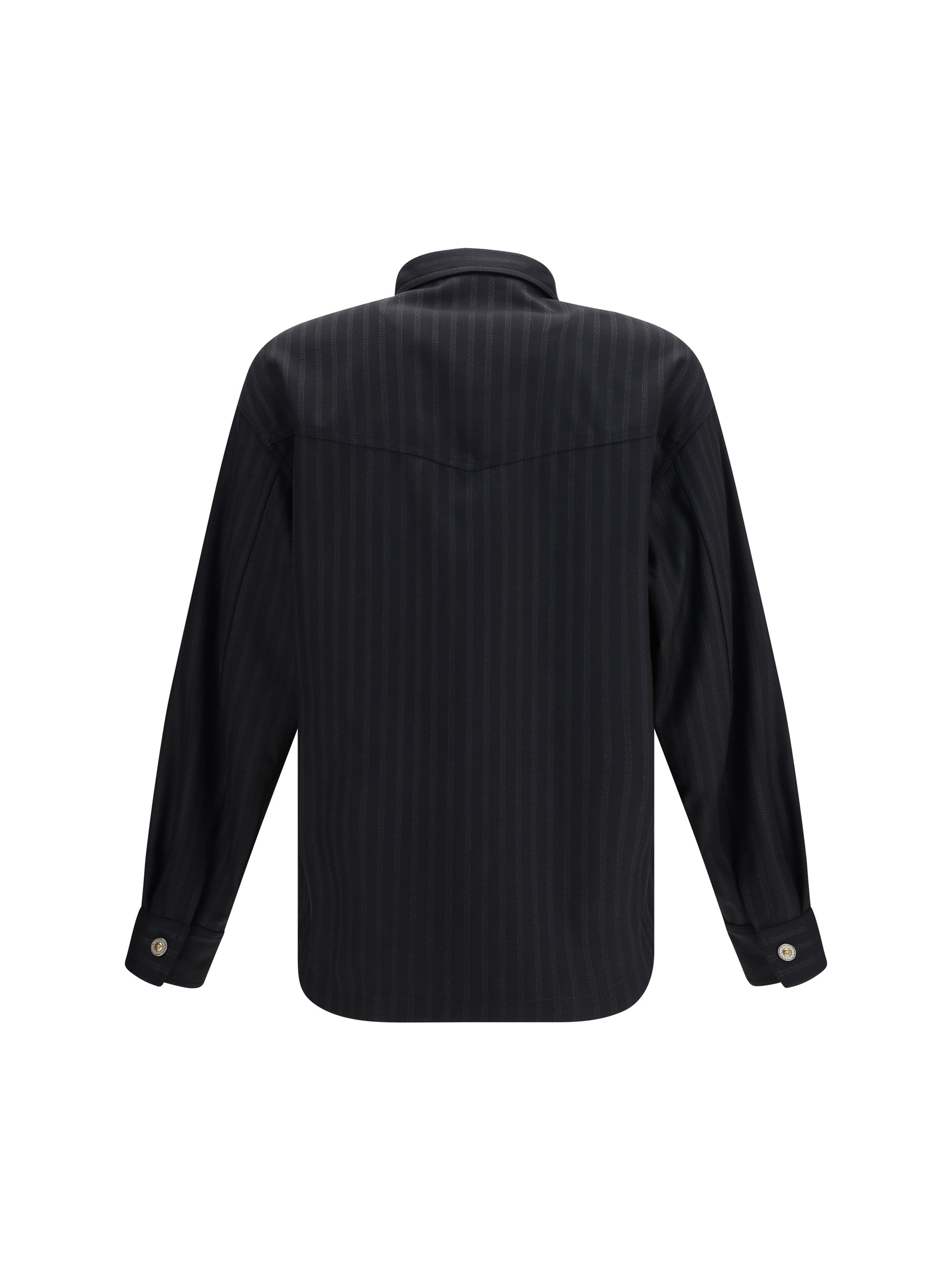 Versace Men Greca Monogram Jacquard Wool Shirt VERSACE