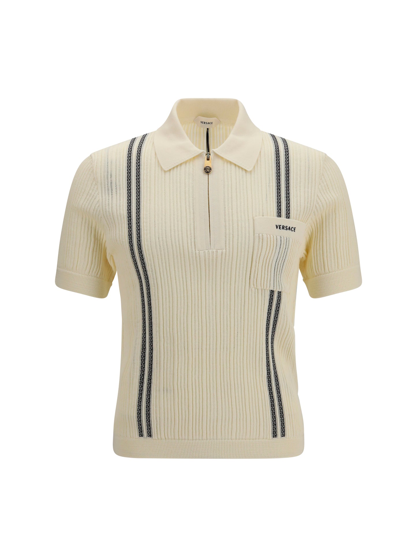 Versace Men Jacquard Cotton Knit Polo VERSACE