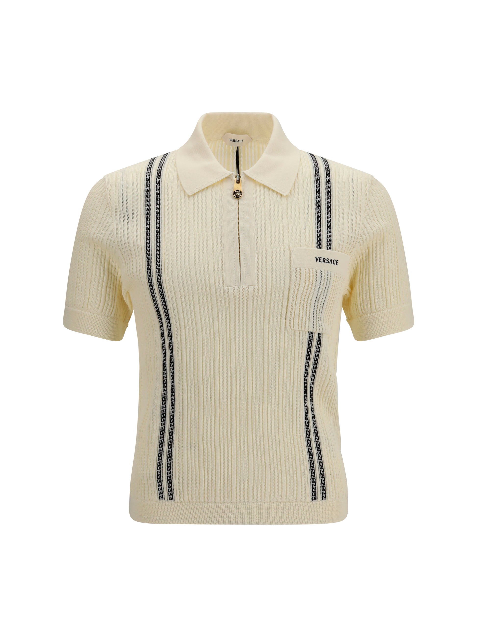 Versace Men Jacquard Cotton Knit Polo VERSACE