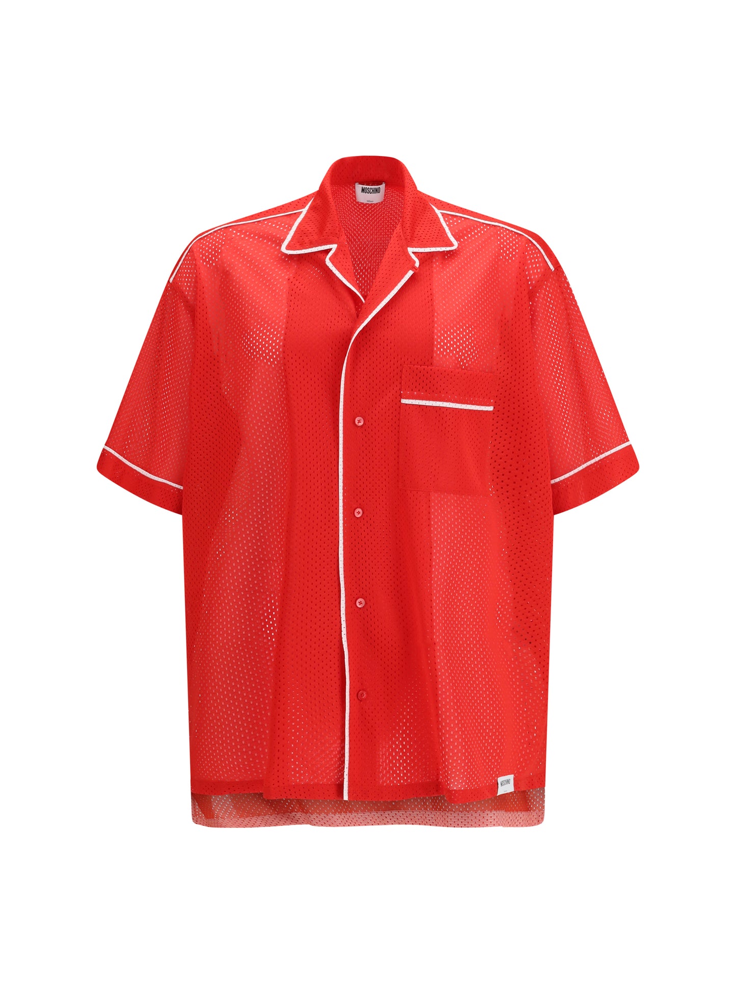 Moschino Men Technical Mesh Shirt With Reversed 22 Print MOSCHINO