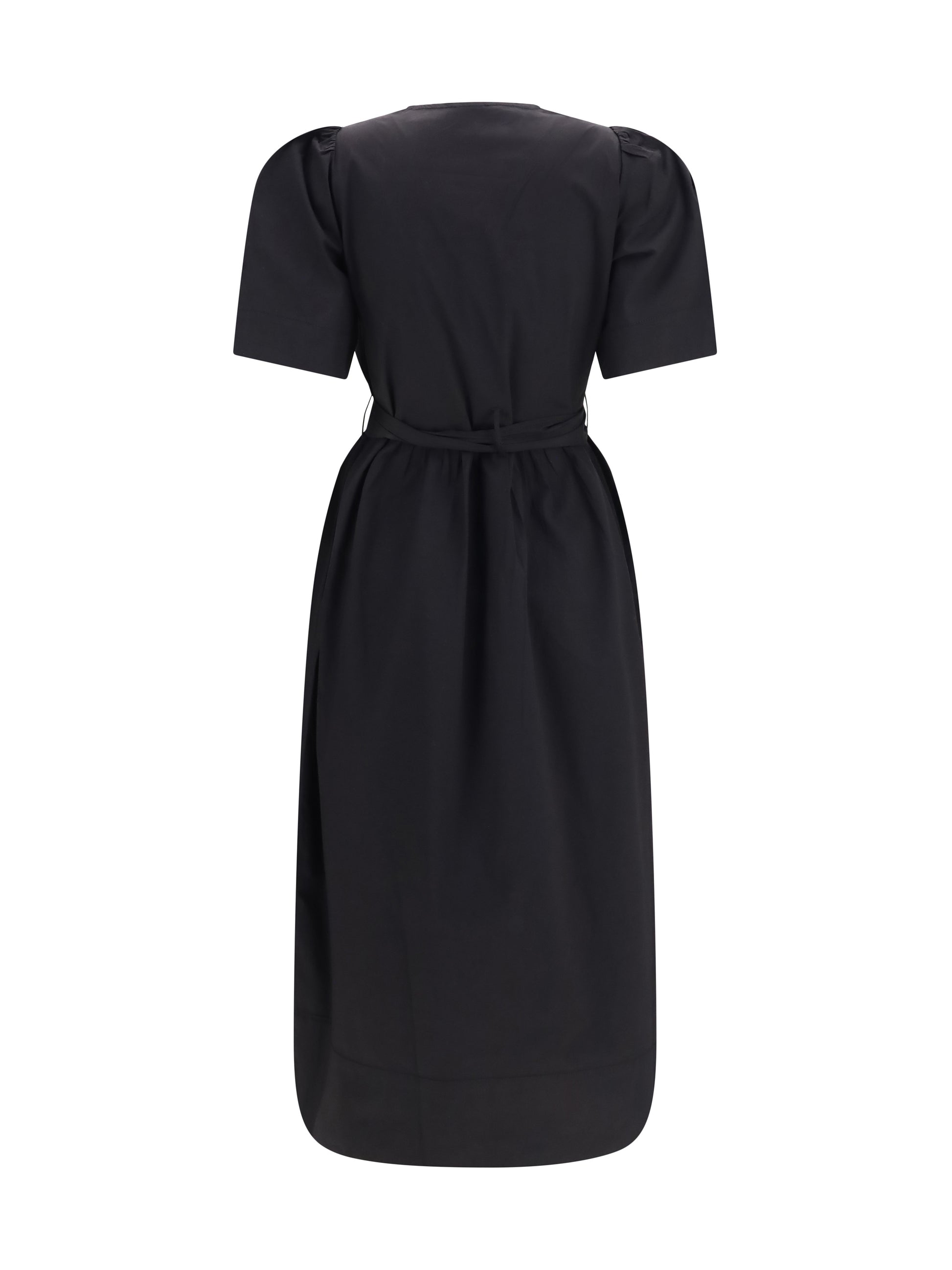 Ganni Women Midi Dress With Bows And Puff Shoulders GANNI