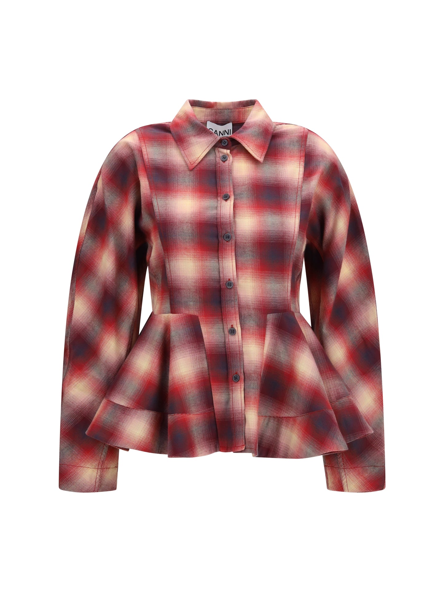 Ganni Women Peplum Flannel Shirt GANNI