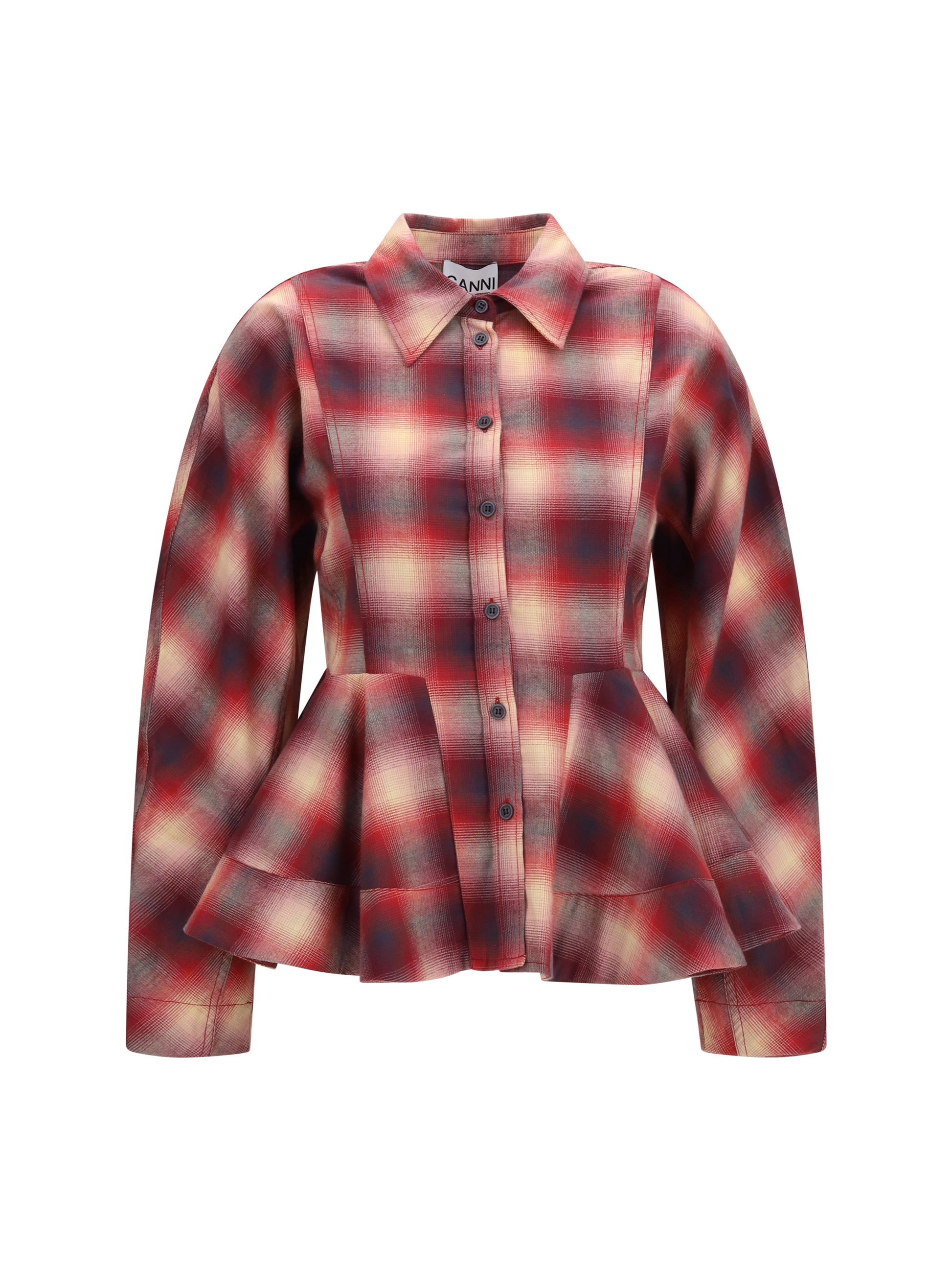 Ganni Women Peplum Flannel Shirt GANNI
